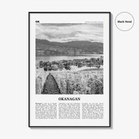 Okanagan Print Black and White, Okanagan Wall Art, Okanagan Poster, Okanagan Photo, Okanagan Décor, Okanagan Map, British Columbia, Canada
