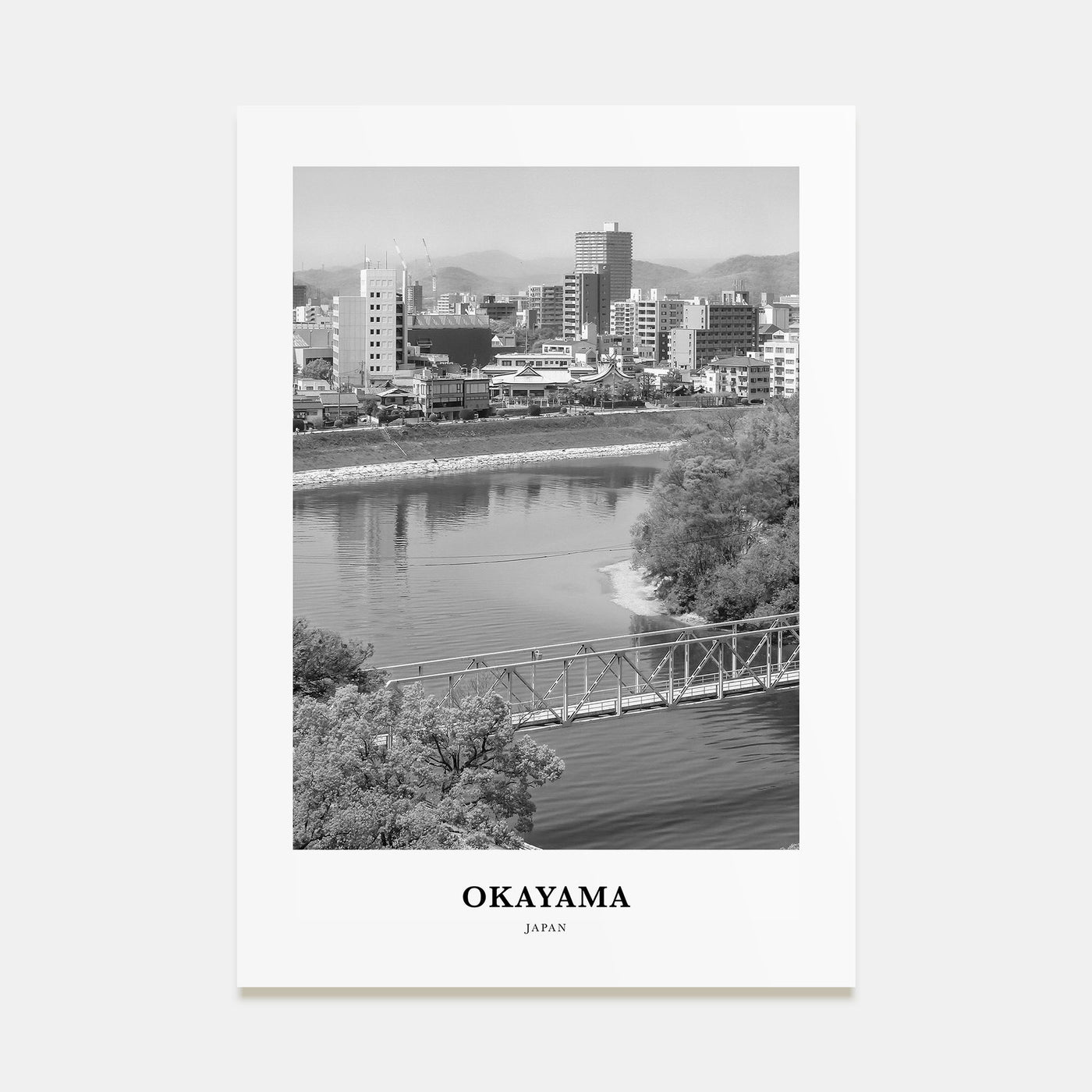 Okayama Portrait B&W Poster