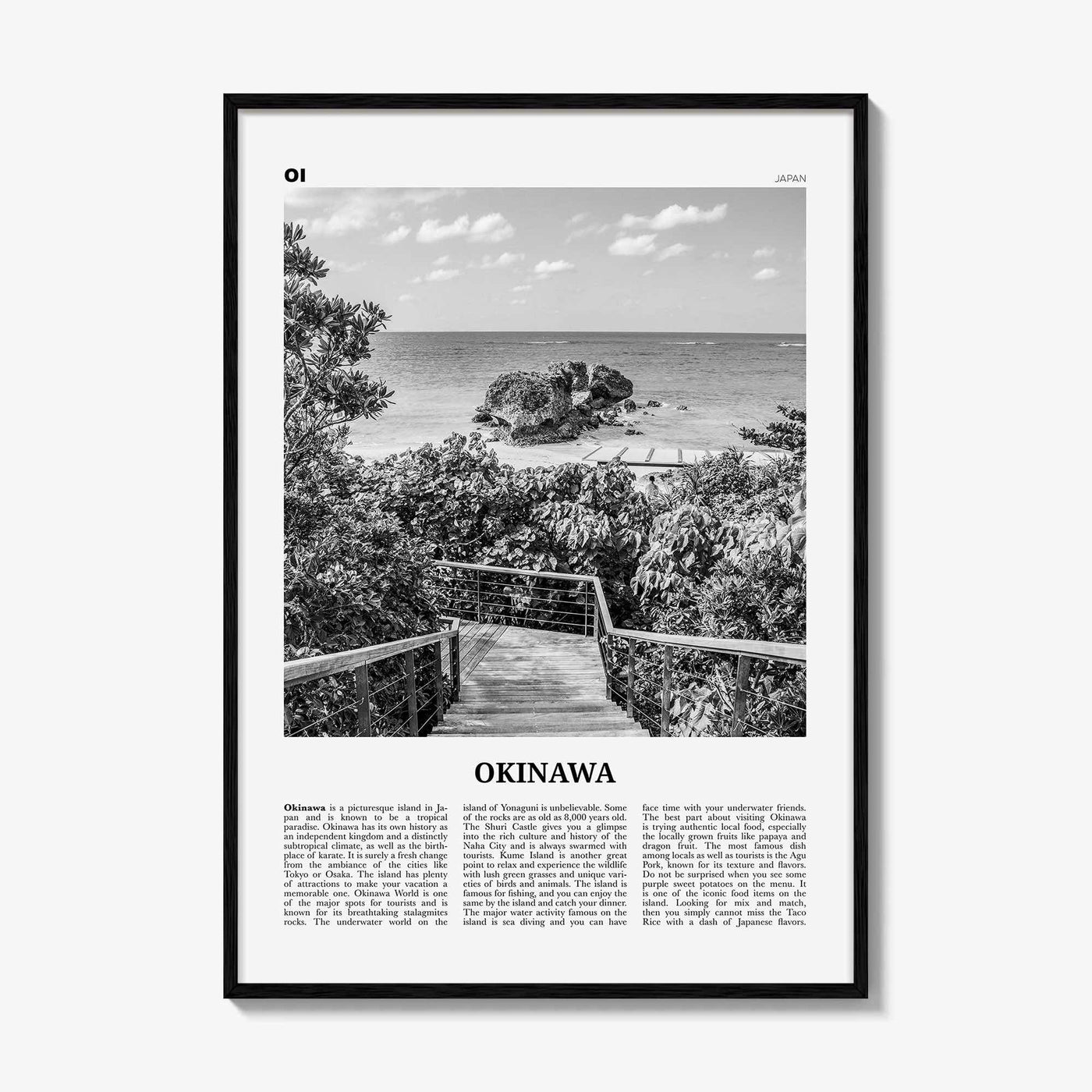 Okinawa Print Black and White, Okinawa Island Wall Art, Okinawa Island Poster, Okinawa Island Photo, Okinawa Island Wall Décor, Japan