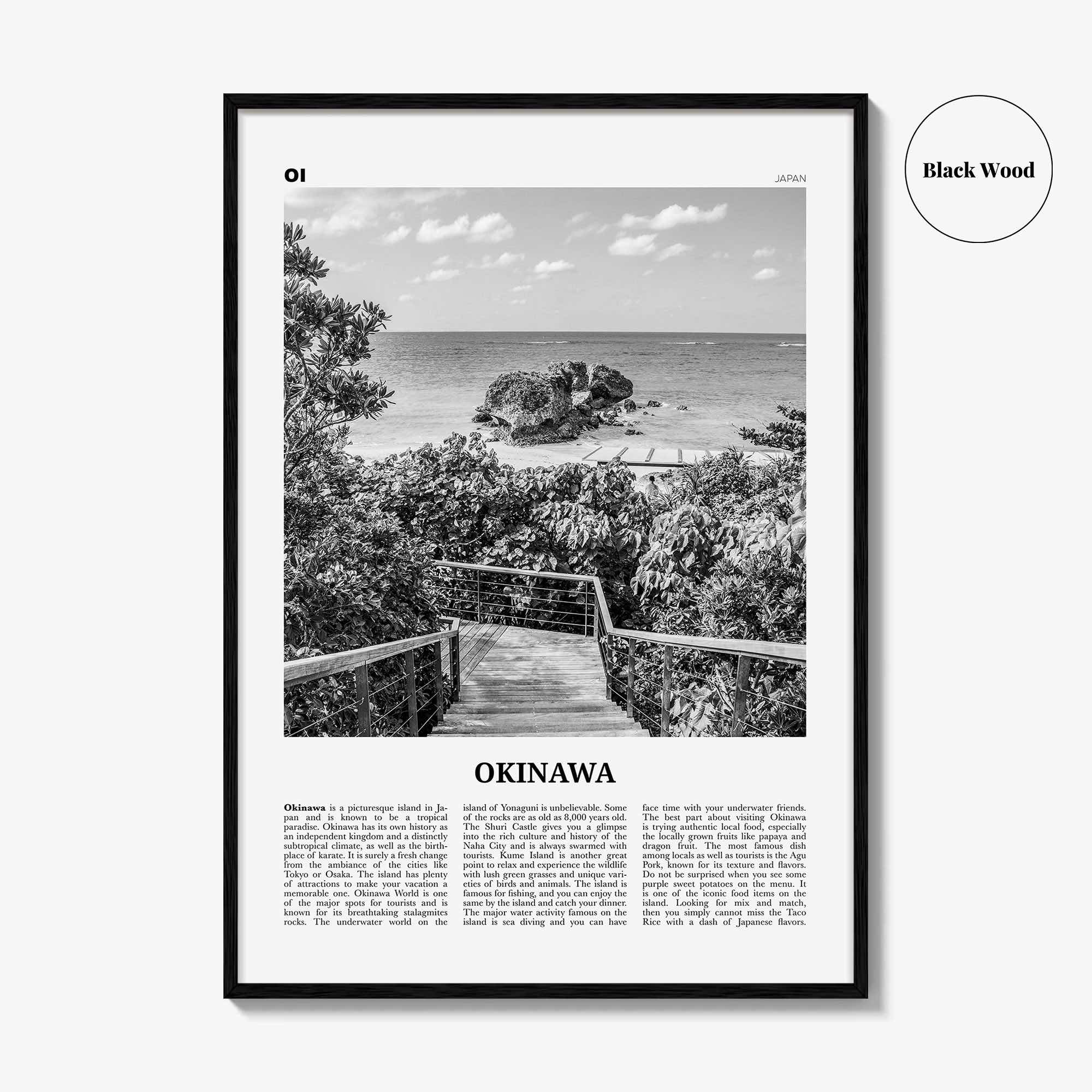 Okinawa Print Black and White, Okinawa Island Wall Art, Okinawa Island Poster, Okinawa Island Photo, Okinawa Island Wall Décor, Japan