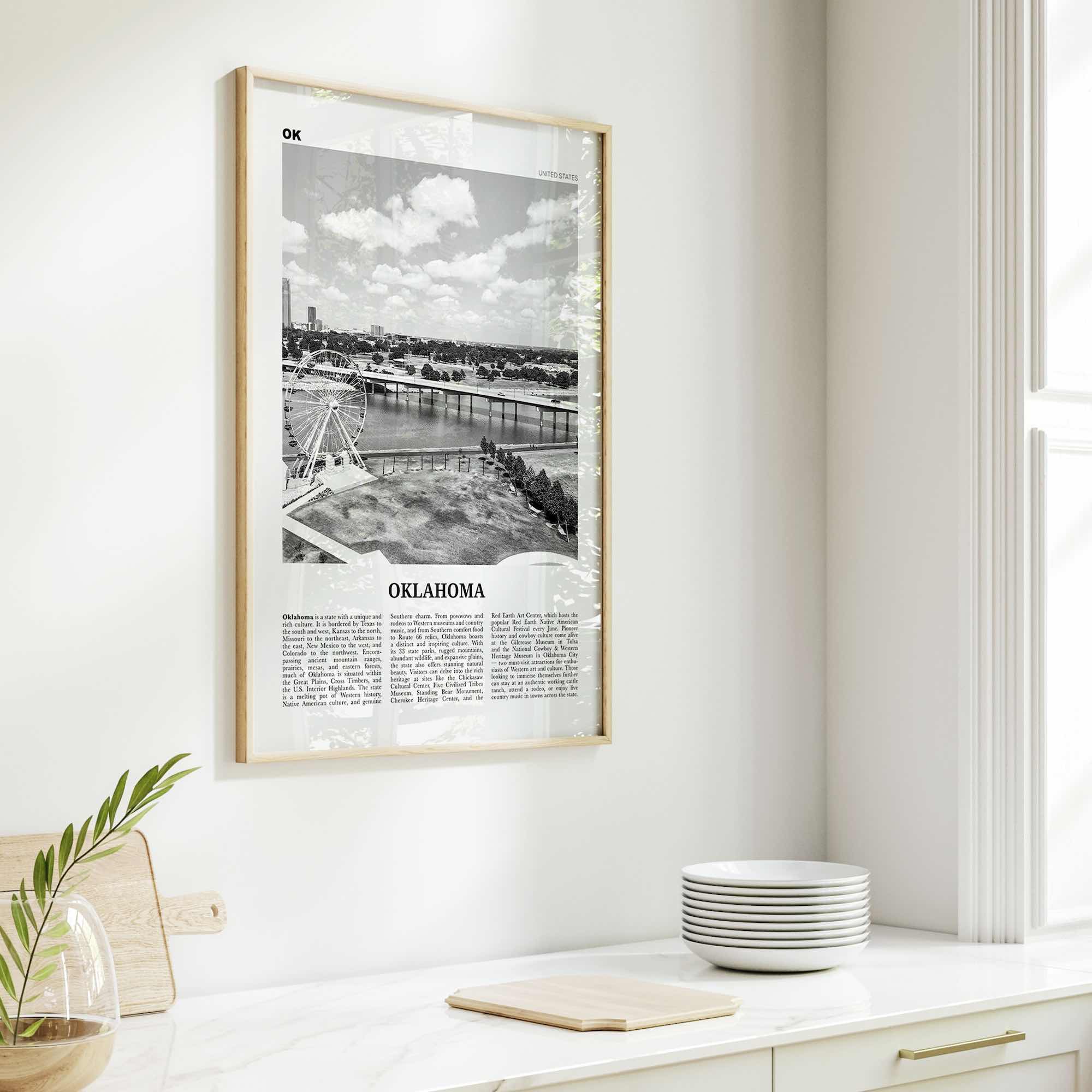 Oklahoma Print Black and White No 1, Oklahoma Wall Art, Oklahoma Poster, Oklahoma Photo, Oklahoma Wall Decor, USA, United States
