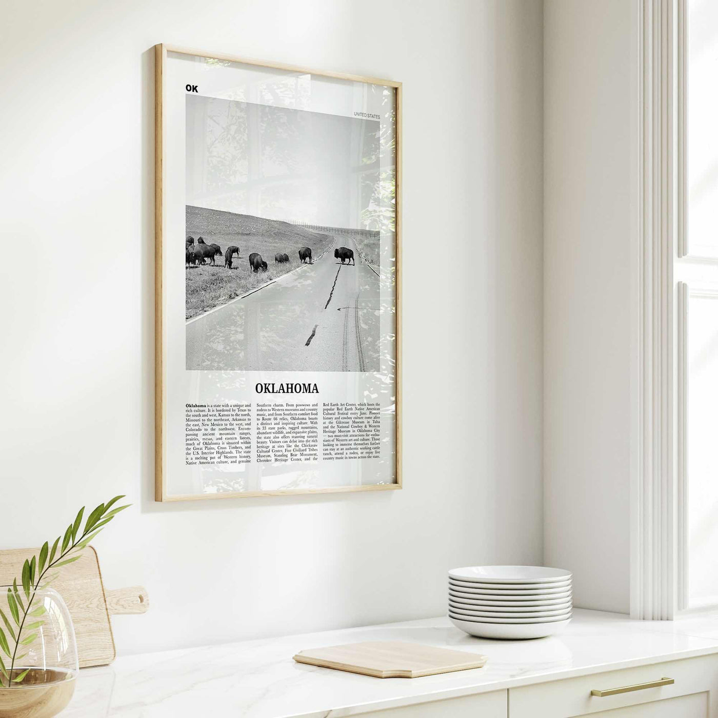 Oklahoma Print Black and White No 3, Oklahoma Wall Art, Oklahoma Poster, Oklahoma Photo, Oklahoma Wall Décor, Oklahoma Map, United States