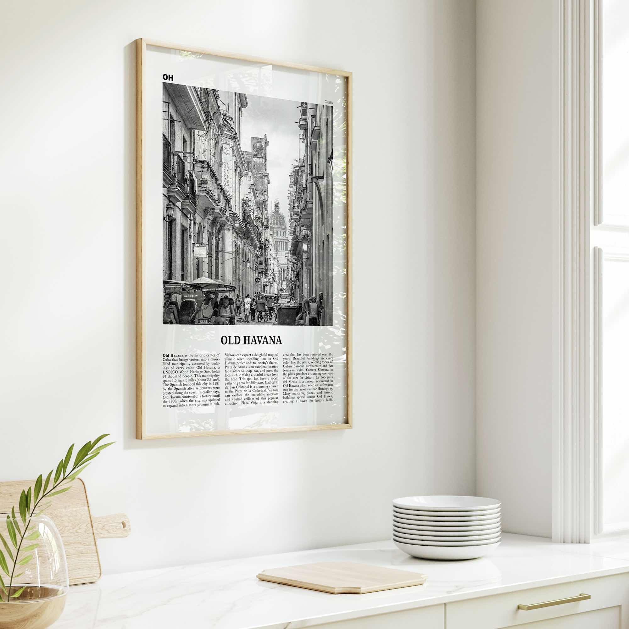Old Havana Print Black and White, Old Havana Wall Art, Old Havana Poster, Old Havana Photo, Old Havana Wall Décor, Old Havana Map, Cuba