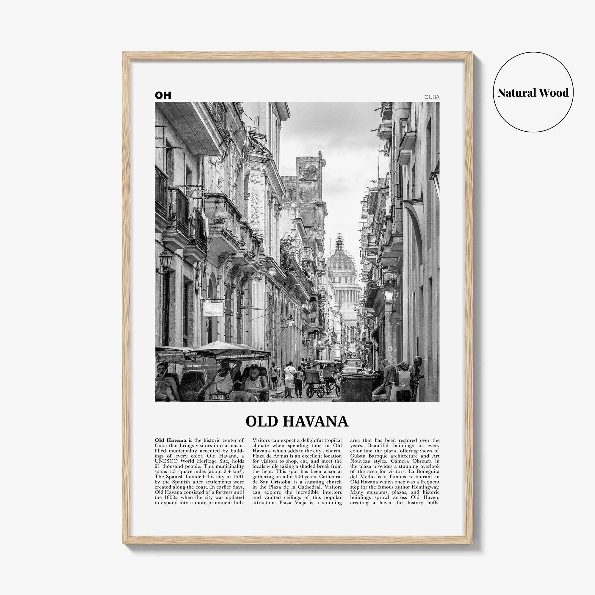 Old Havana Print Black and White, Old Havana Wall Art, Old Havana Poster, Old Havana Photo, Old Havana Wall Décor, Old Havana Map, Cuba