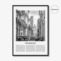 Old Havana Print Black and White, Old Havana Wall Art, Old Havana Poster, Old Havana Photo, Old Havana Wall Décor, Old Havana Map, Cuba