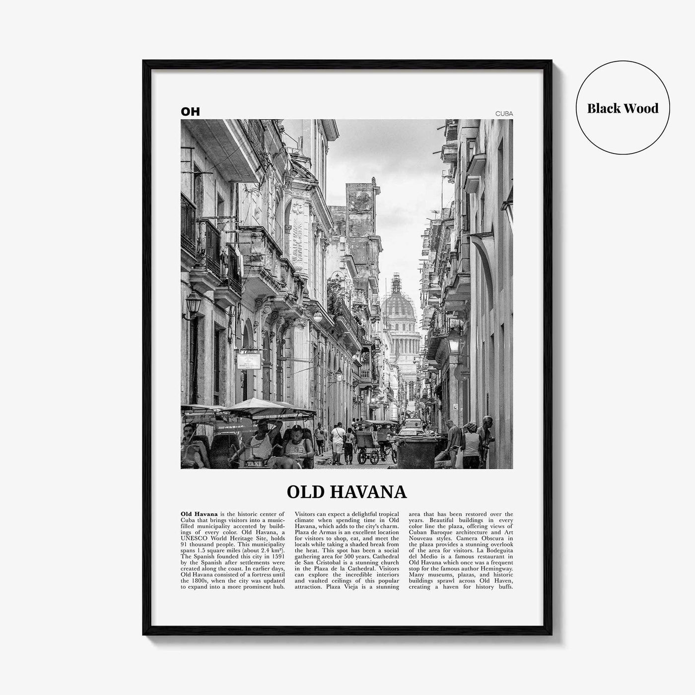 Old Havana Print Black and White, Old Havana Wall Art, Old Havana Poster, Old Havana Photo, Old Havana Wall Décor, Old Havana Map, Cuba
