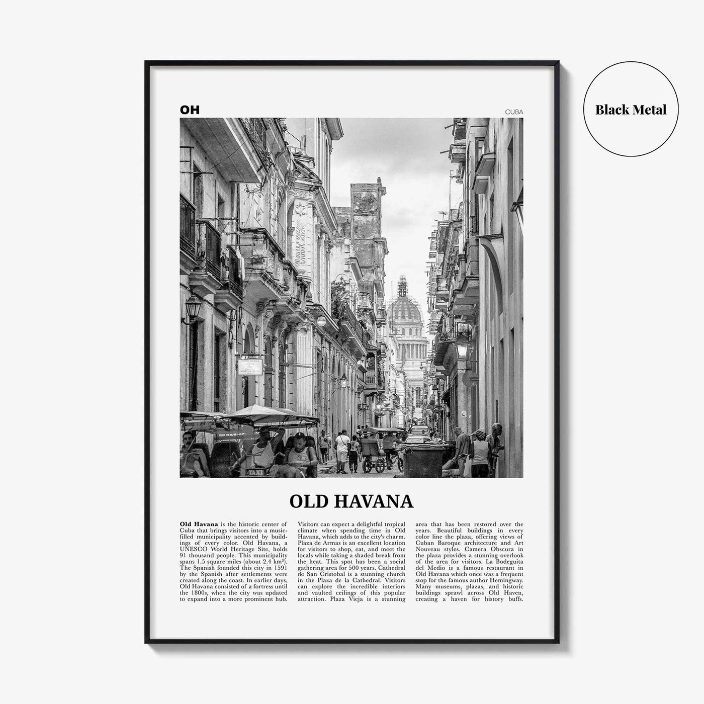 Old Havana Print Black and White, Old Havana Wall Art, Old Havana Poster, Old Havana Photo, Old Havana Wall Décor, Old Havana Map, Cuba