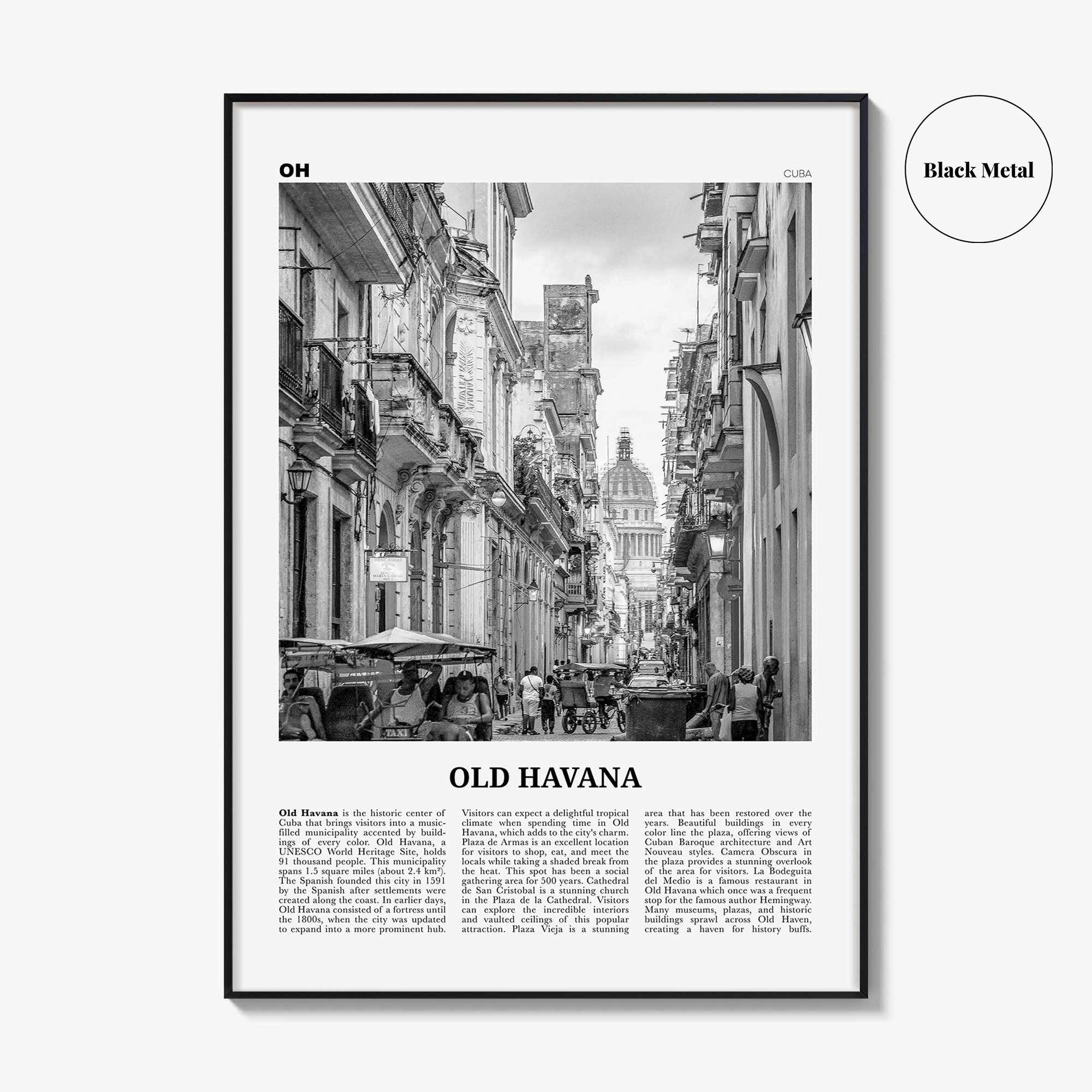 Old Havana Print Black and White, Old Havana Wall Art, Old Havana Poster, Old Havana Photo, Old Havana Wall Décor, Old Havana Map, Cuba