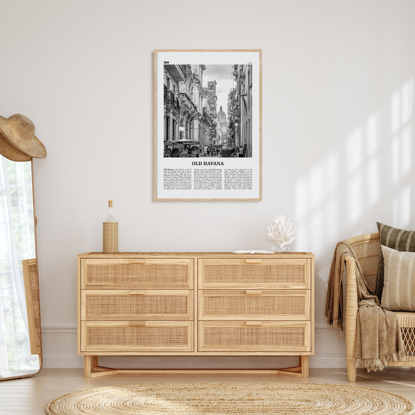 Old Havana Travel B&W Poster