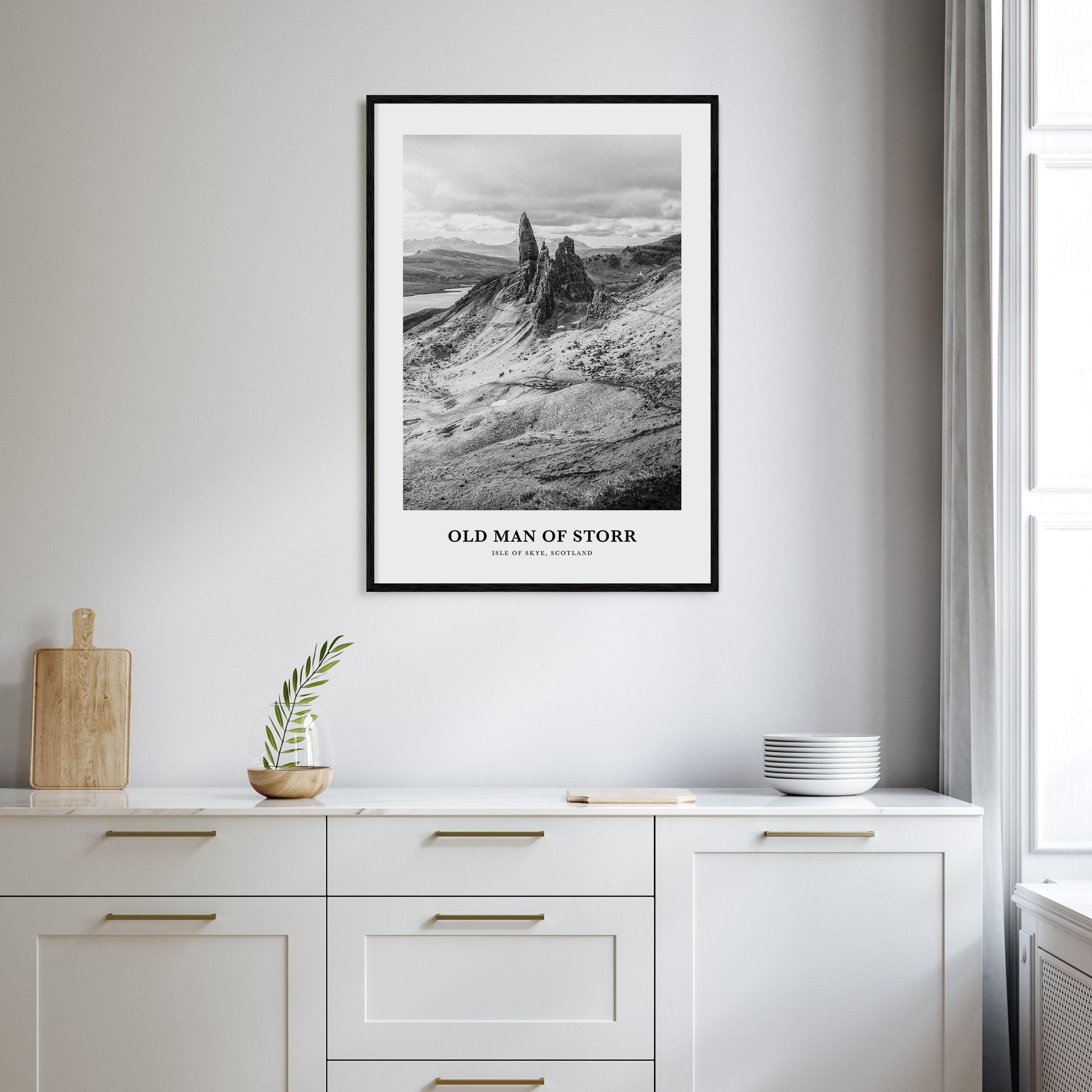 Old Man of Storr Portrait B&W Poster