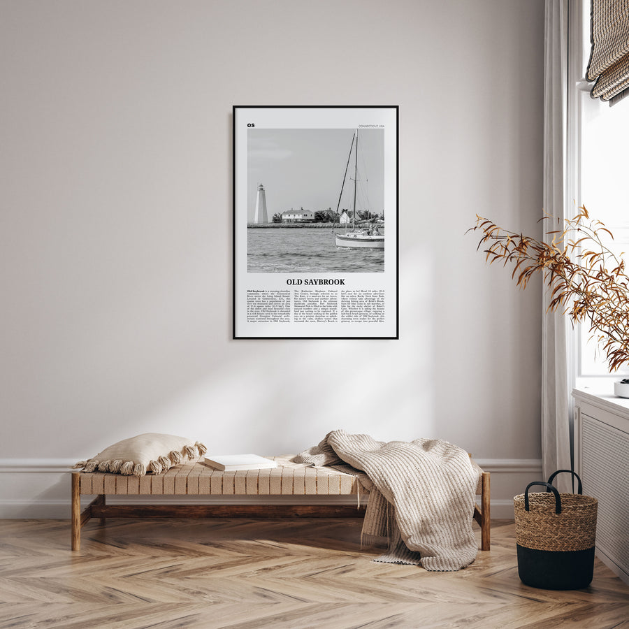 Old Saybrook Travel B&W Poster