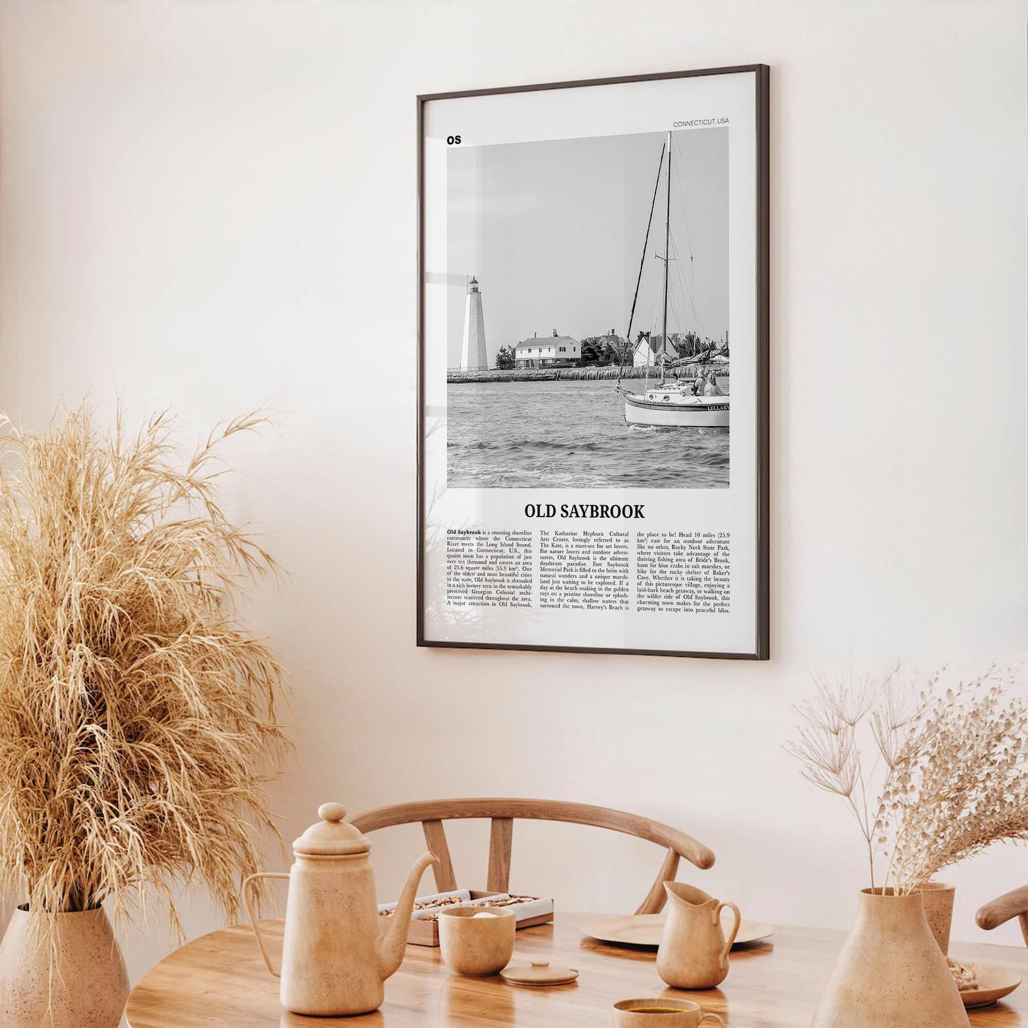 Old Saybrook Print Black and White, Old Saybrook Wall Art, Old Saybrook Poster, Old Saybrook Photo, Old Saybrook Wall Décor, Connecticut USA