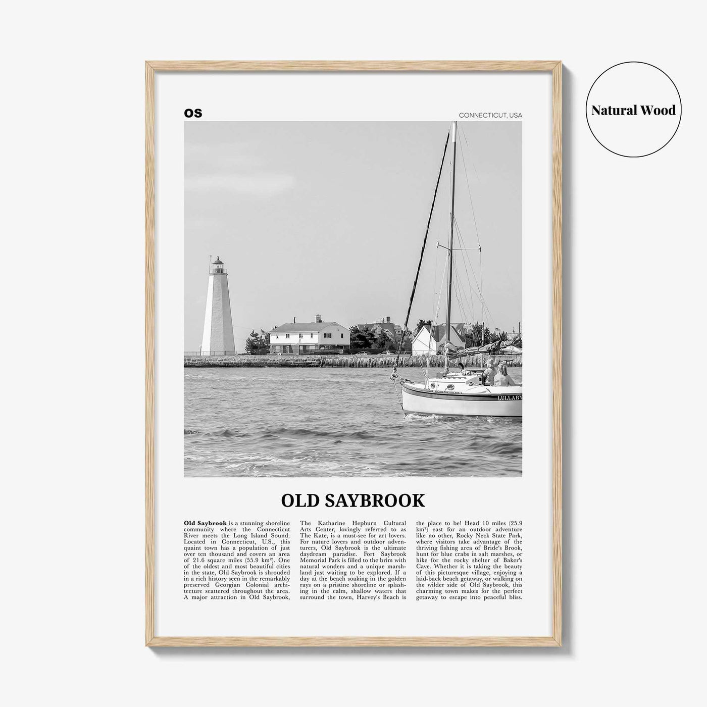 Old Saybrook Print Black and White, Old Saybrook Wall Art, Old Saybrook Poster, Old Saybrook Photo, Old Saybrook Wall Décor, Connecticut USA
