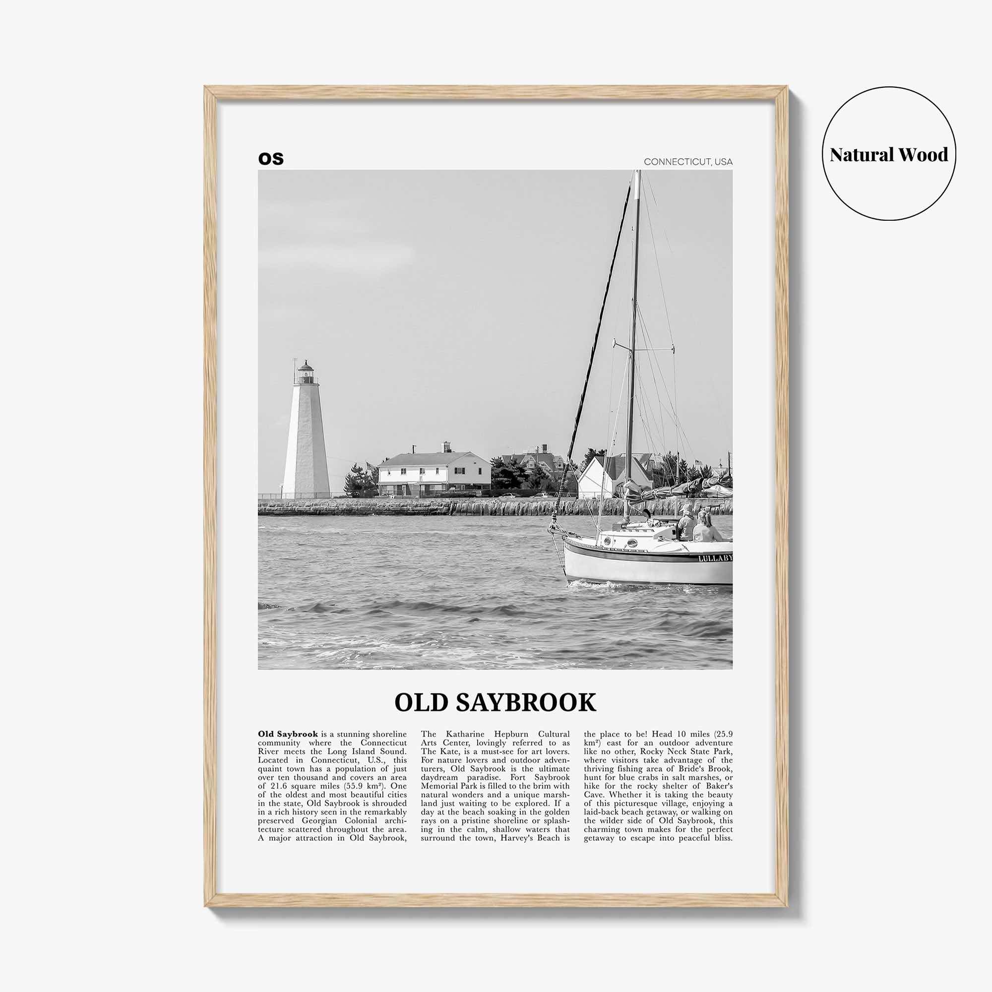 Old Saybrook Print Black and White, Old Saybrook Wall Art, Old Saybrook Poster, Old Saybrook Photo, Old Saybrook Wall Décor, Connecticut USA