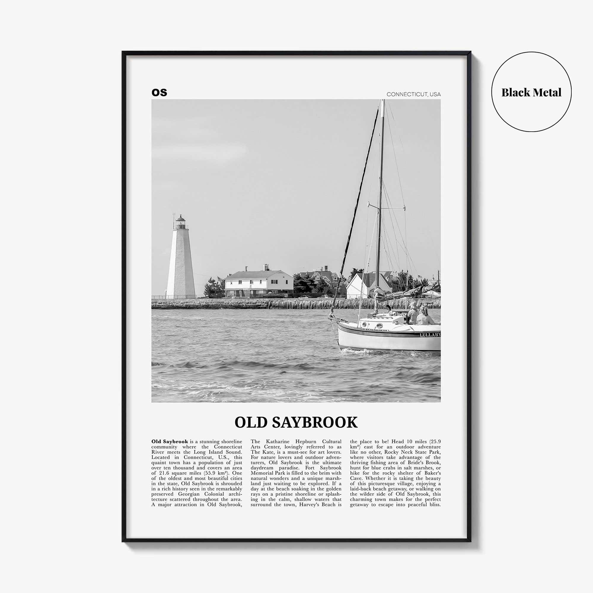 Old Saybrook Print Black and White, Old Saybrook Wall Art, Old Saybrook Poster, Old Saybrook Photo, Old Saybrook Wall Décor, Connecticut USA