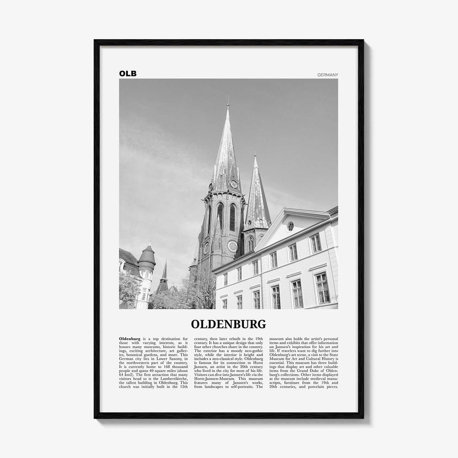 Oldenburg Print Black and White, Oldenburg Wall Art, Oldenburg Poster, Oldenburg Photo, Oldenburg Wall Décor, Oldenburg Map, Germany