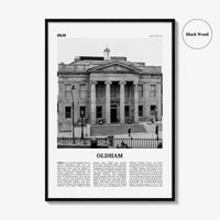 Oldham Print Black and White, Oldham Wall Art, Oldham Poster, Oldham Photo, Oldham Wall Décor, Oldham Map, England, UK