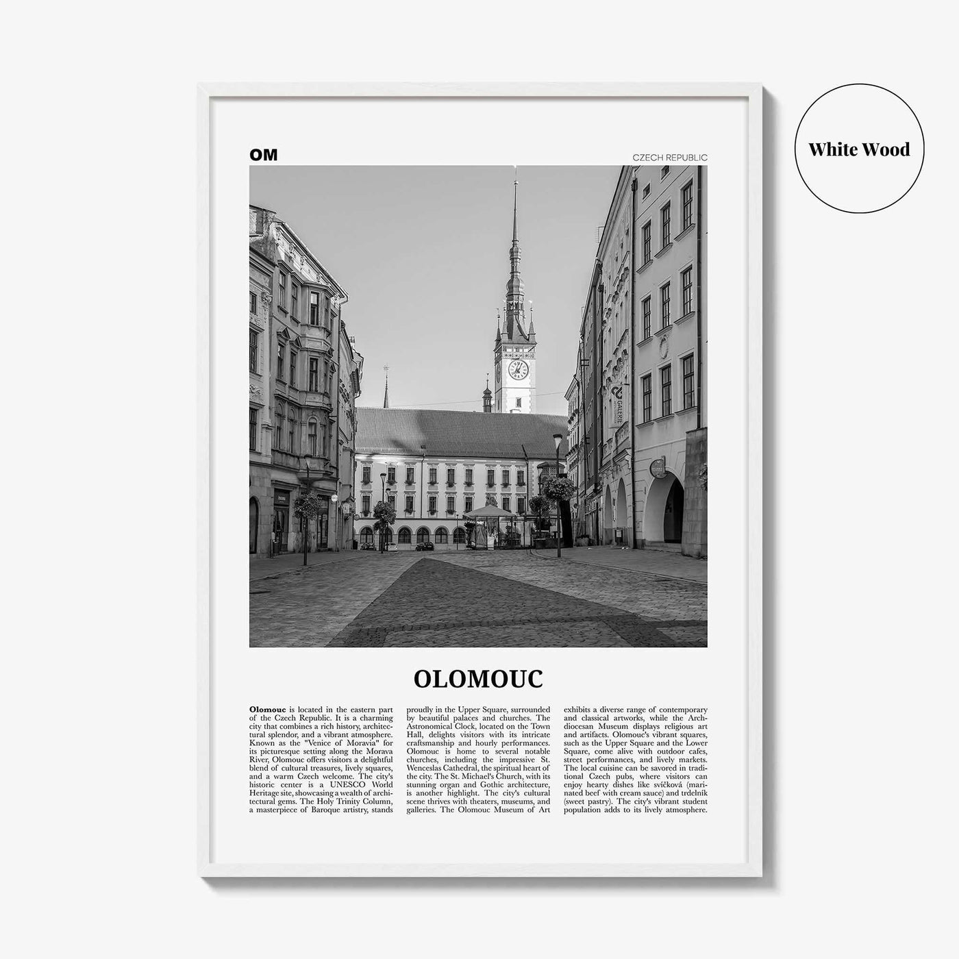 Olomouc Print Black and White, Olomouc Wall Art, Olomouc Poster, Olomouc Photo, Olomouc Wall Décor, Olomouc Map, Czech Republic
