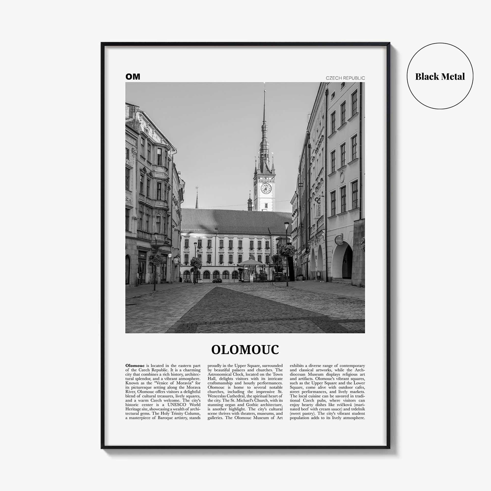 Olomouc Print Black and White, Olomouc Wall Art, Olomouc Poster, Olomouc Photo, Olomouc Wall Décor, Olomouc Map, Czech Republic