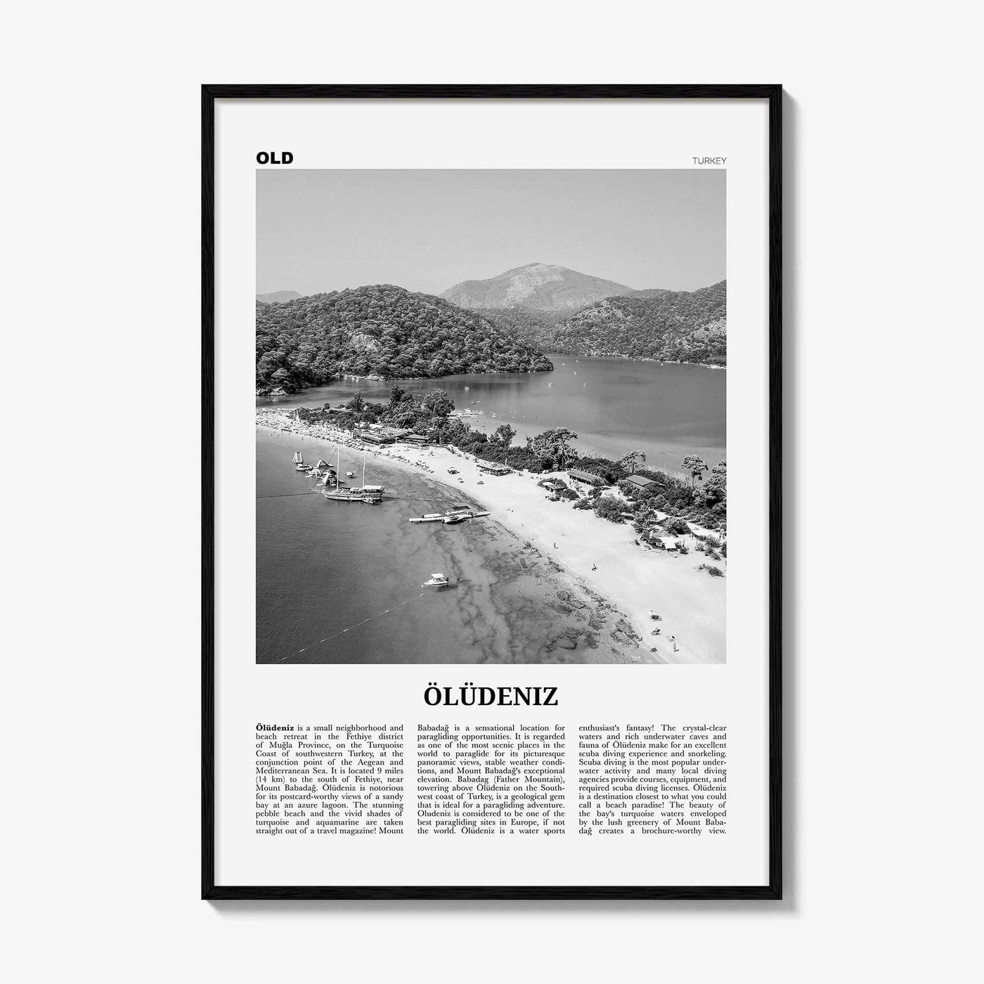 Oludeniz Print Black and White, Ölüdeniz Wall Art, Ölüdeniz Poster, Ölüdeniz Photo, Ölüdeniz Wall Décor, Turkey, Europe, Türkiye, Turkish