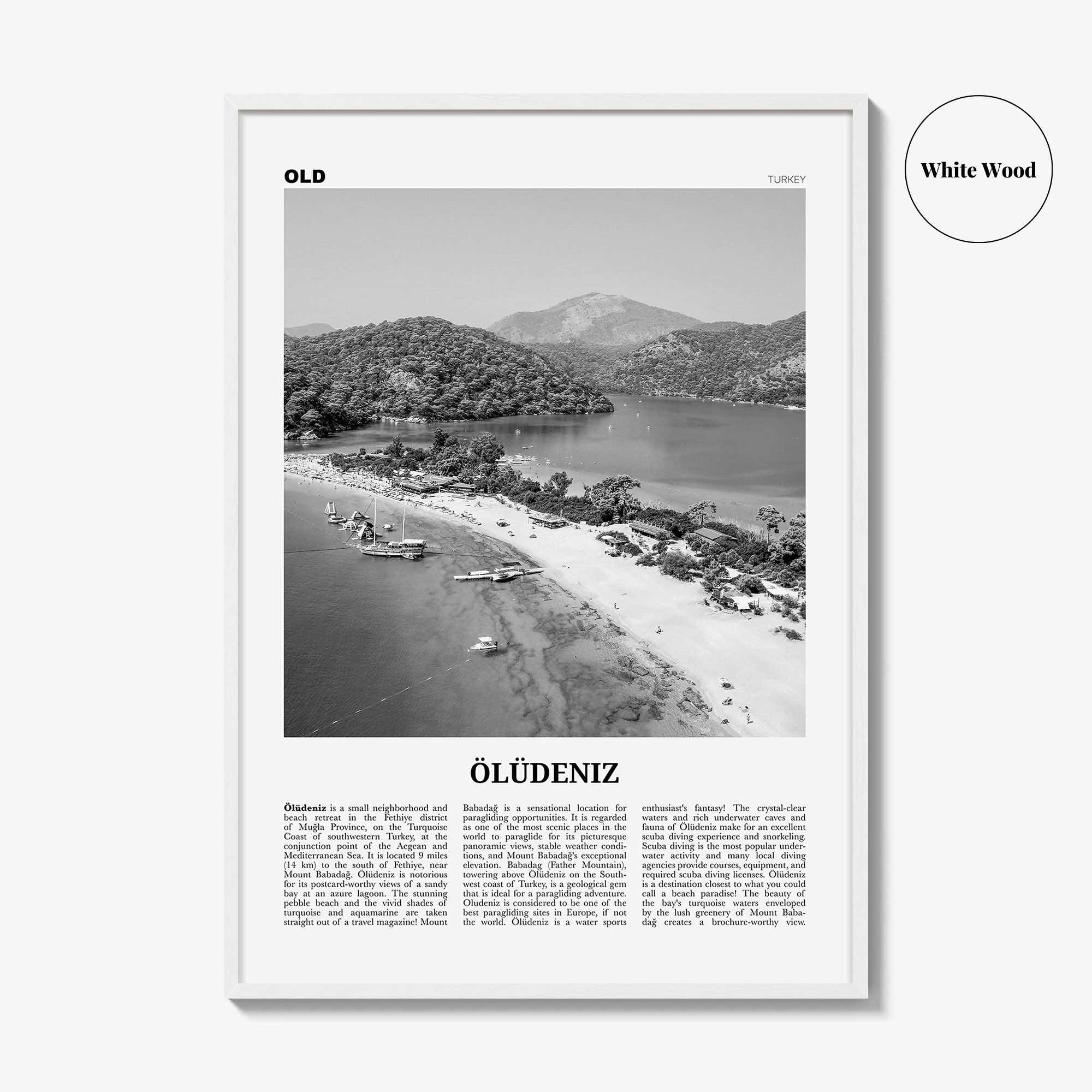 Oludeniz Print Black and White, Ölüdeniz Wall Art, Ölüdeniz Poster, Ölüdeniz Photo, Ölüdeniz Wall Décor, Turkey, Europe, Türkiye, Turkish