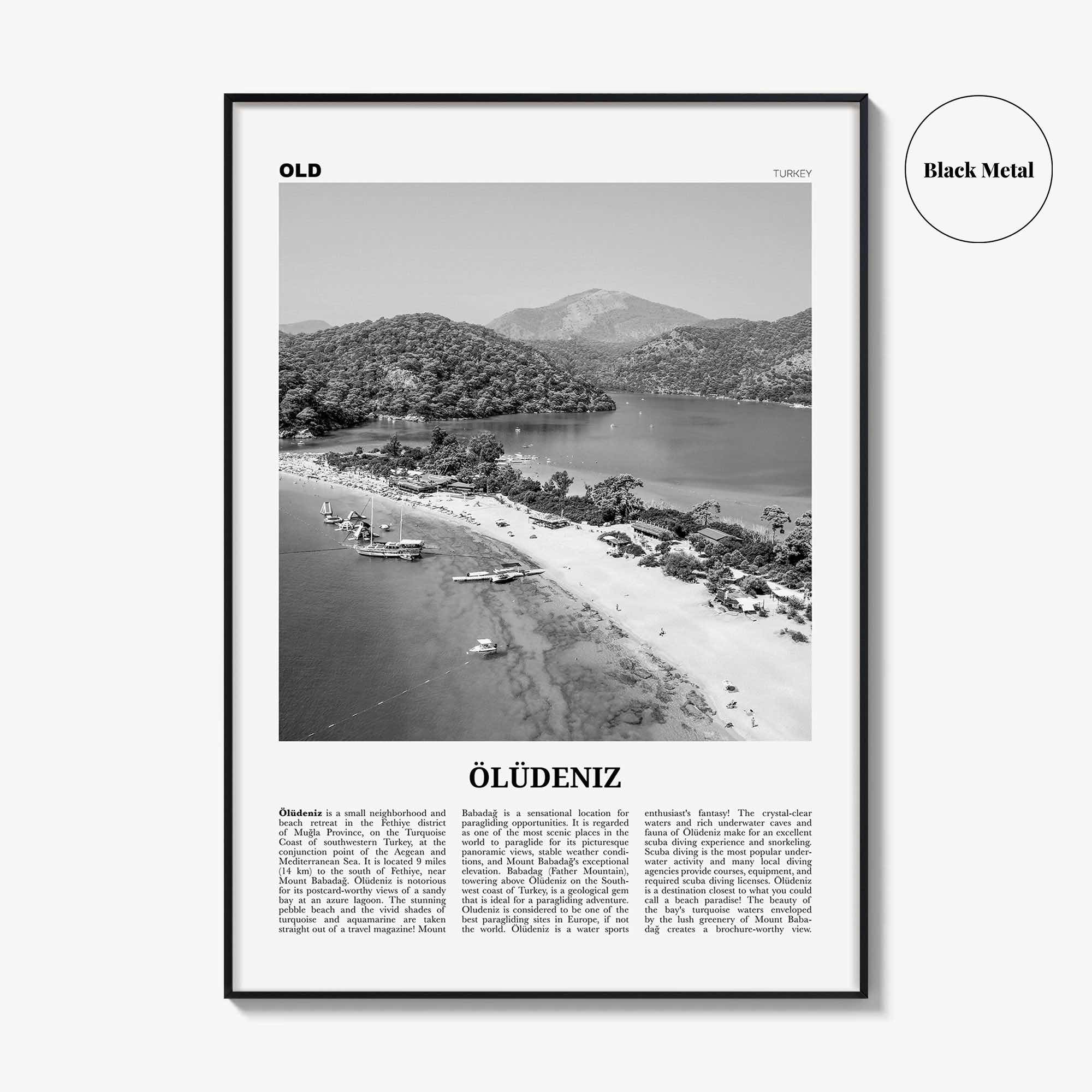 Oludeniz Print Black and White, Ölüdeniz Wall Art, Ölüdeniz Poster, Ölüdeniz Photo, Ölüdeniz Wall Décor, Turkey, Europe, Türkiye, Turkish