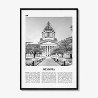Olympia Print Black and White No 1, Olympia Wall Art, Olympia Poster, Olympia Photo, Olympia Wall Décor, Washington State, USA