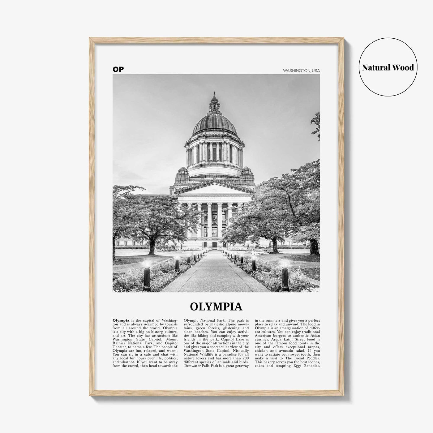 Olympia Print Black and White No 1, Olympia Wall Art, Olympia Poster, Olympia Photo, Olympia Wall Décor, Washington State, USA