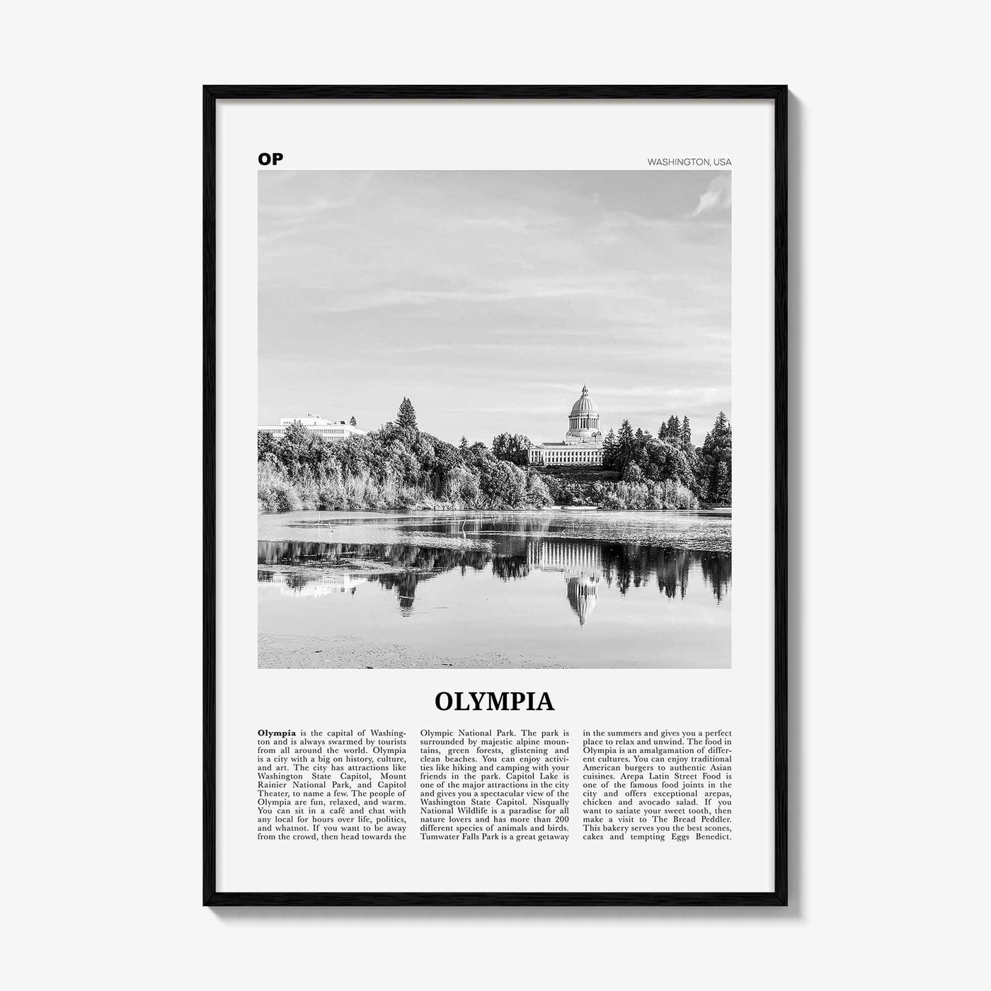 Olympia Print Black and White No 2, Olympia Wall Art, Olympia Poster, Olympia Photo, Olympia Wall Décor, Washington State, USA United States