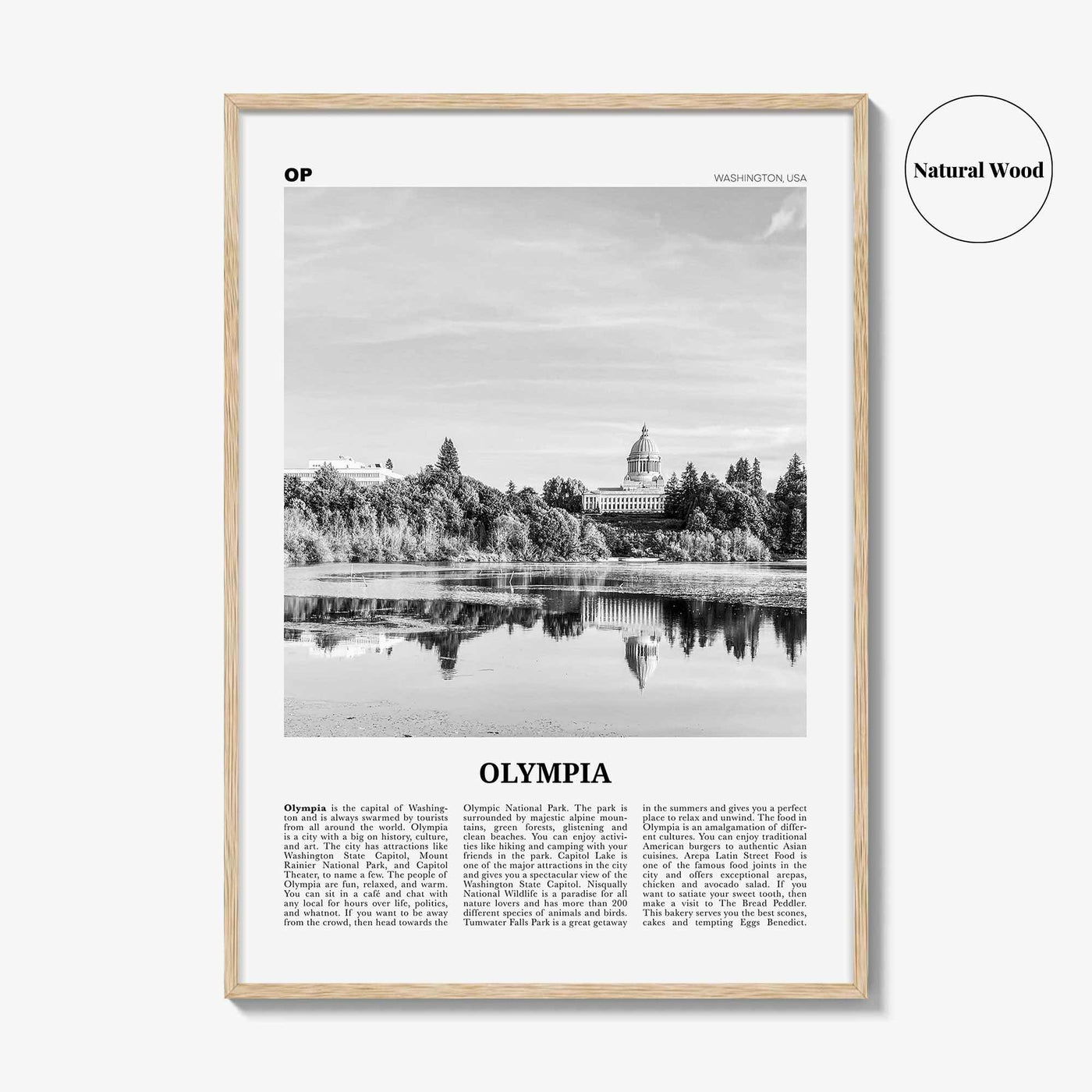 Olympia Print Black and White No 2, Olympia Wall Art, Olympia Poster, Olympia Photo, Olympia Wall Décor, Washington State, USA United States