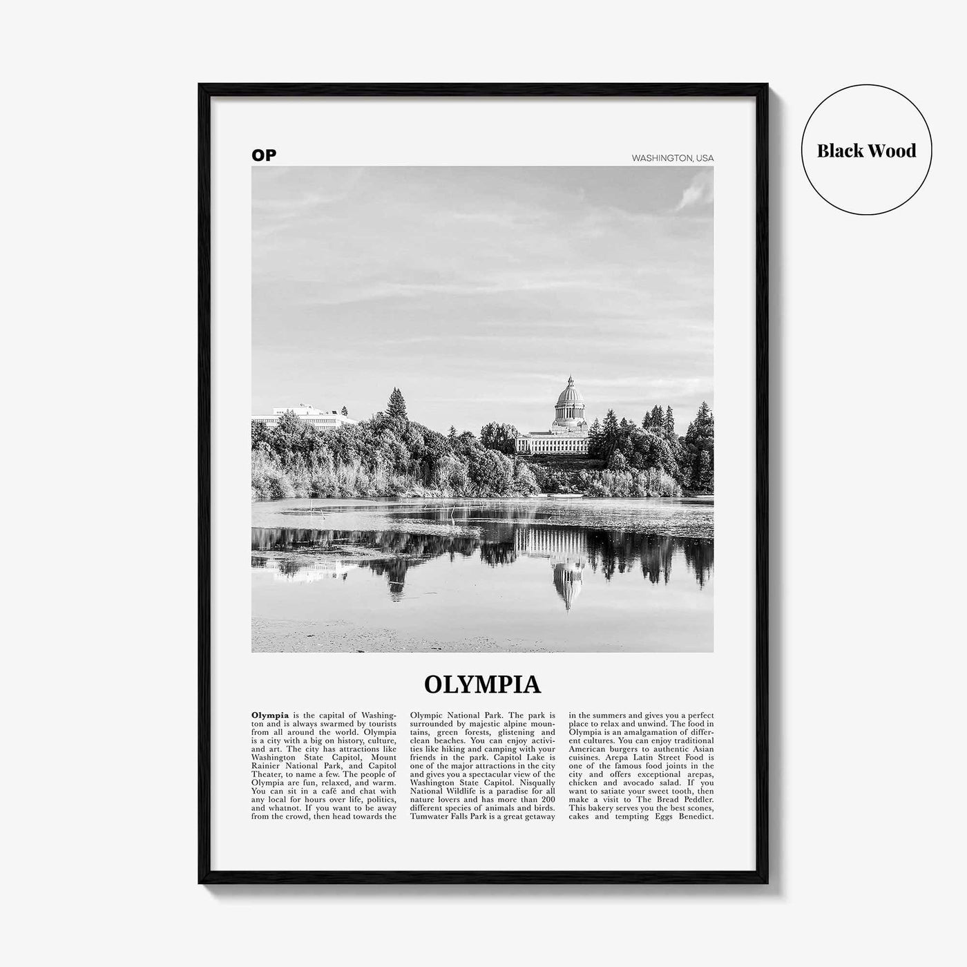 Olympia Print Black and White No 2, Olympia Wall Art, Olympia Poster, Olympia Photo, Olympia Wall Décor, Washington State, USA United States