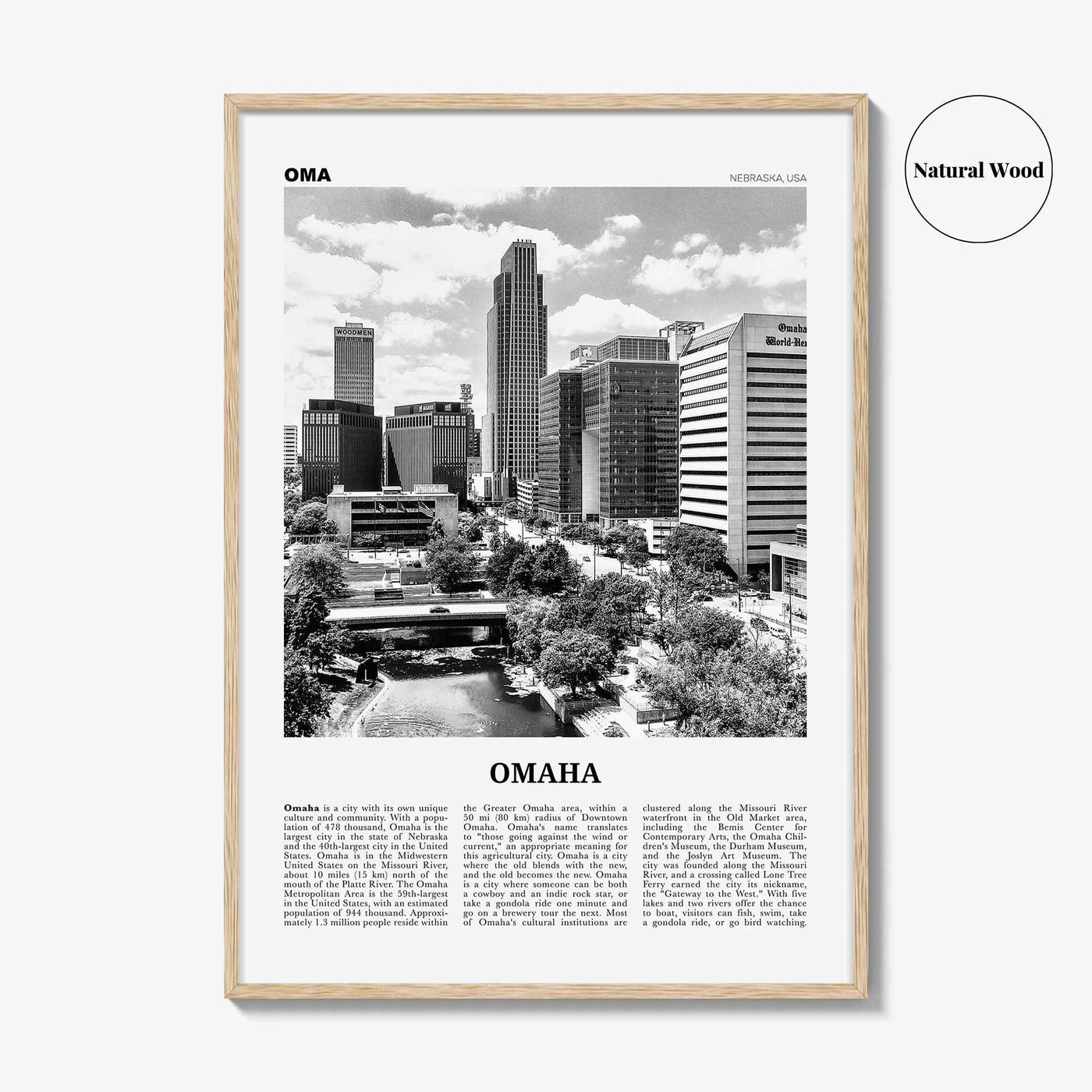 Omaha Print Black and White No 1, Omaha Wall Art, Omaha Poster, Omaha Photo, Omaha Wall Decor, Nebraska, USA, United States