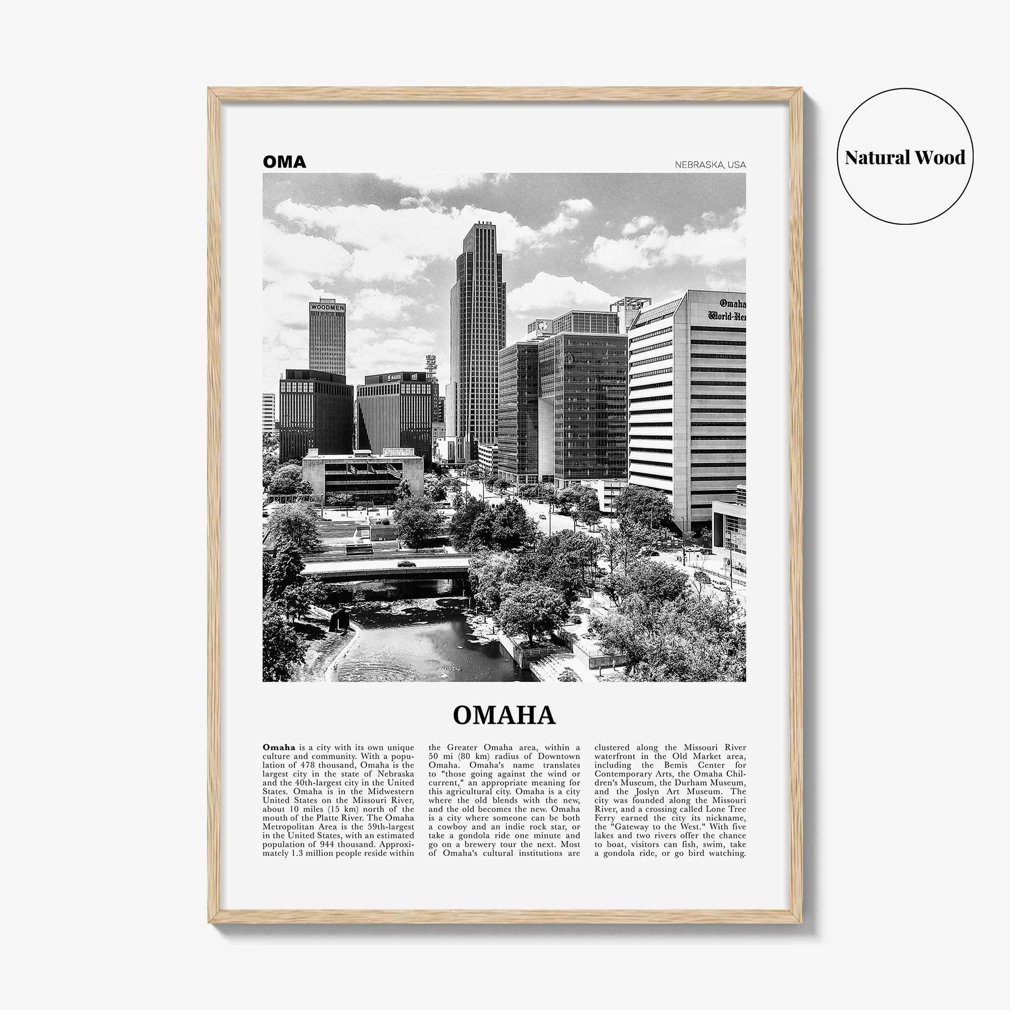 Omaha Print Black and White No 1, Omaha Wall Art, Omaha Poster, Omaha Photo, Omaha Wall Decor, Nebraska, USA, United States