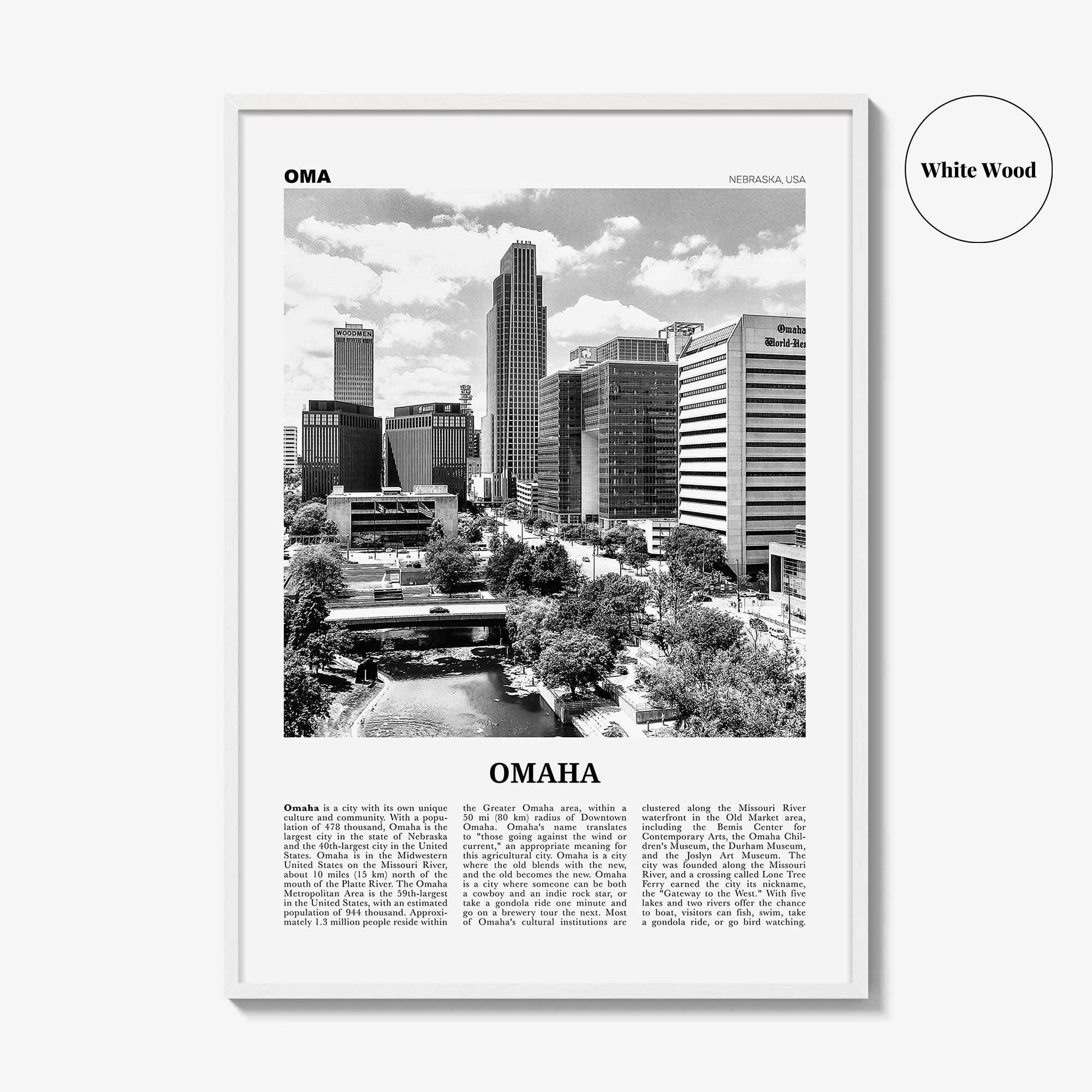 Omaha Print Black and White No 1, Omaha Wall Art, Omaha Poster, Omaha Photo, Omaha Wall Decor, Nebraska, USA, United States