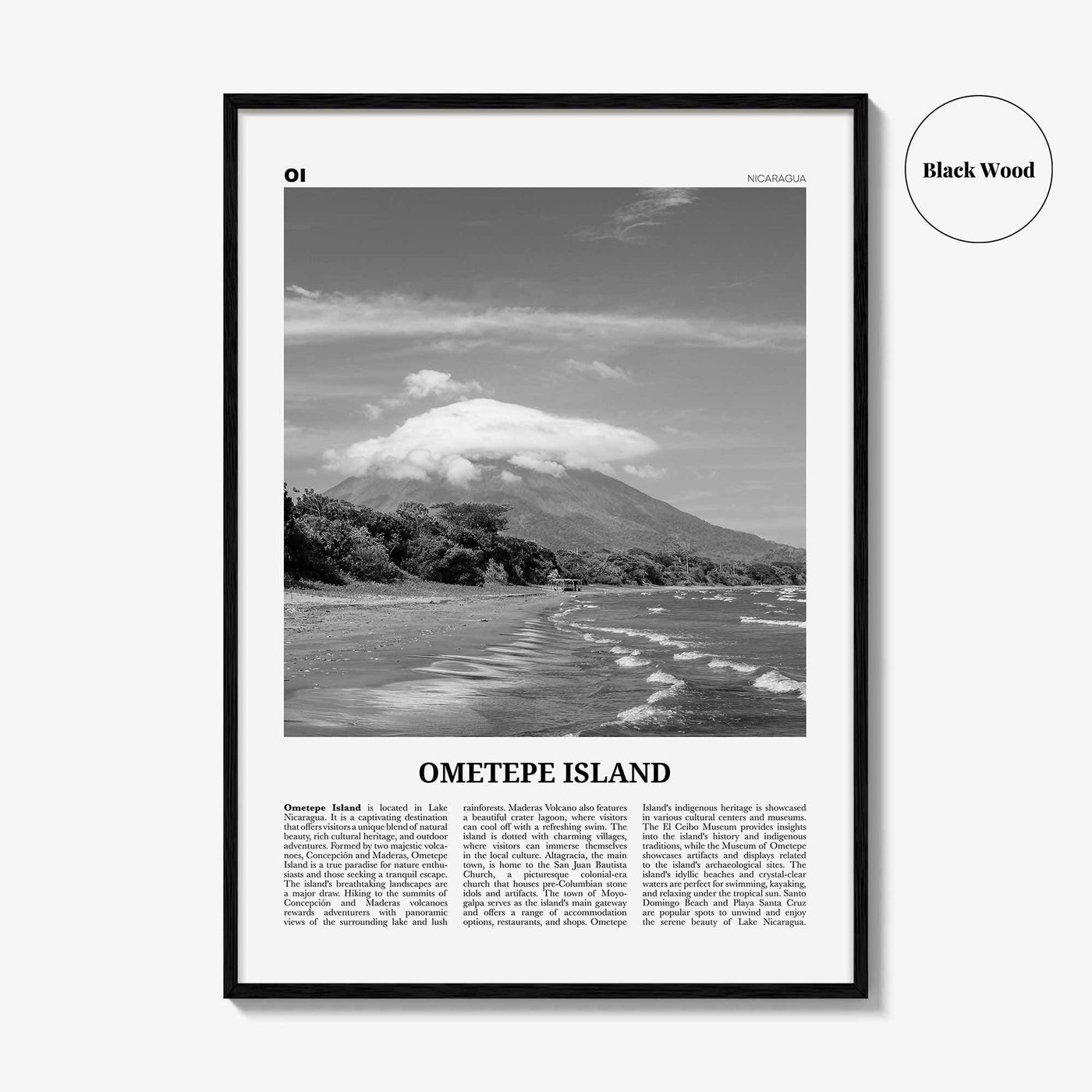 Ometepe Island Print Black and White, Ometepe Island Wall Art, Ometepe Island Poster, Ometepe Island Photo, Ometepe Wall Décor, Nicaragua