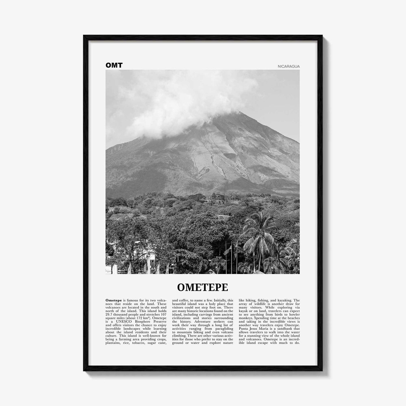 Ometepe Print Black and White, Ometepe Wall Art, Ometepe Poster, Ometepe Photo, Ometepe Wall Décor, Ometepe Map, Nicaragua