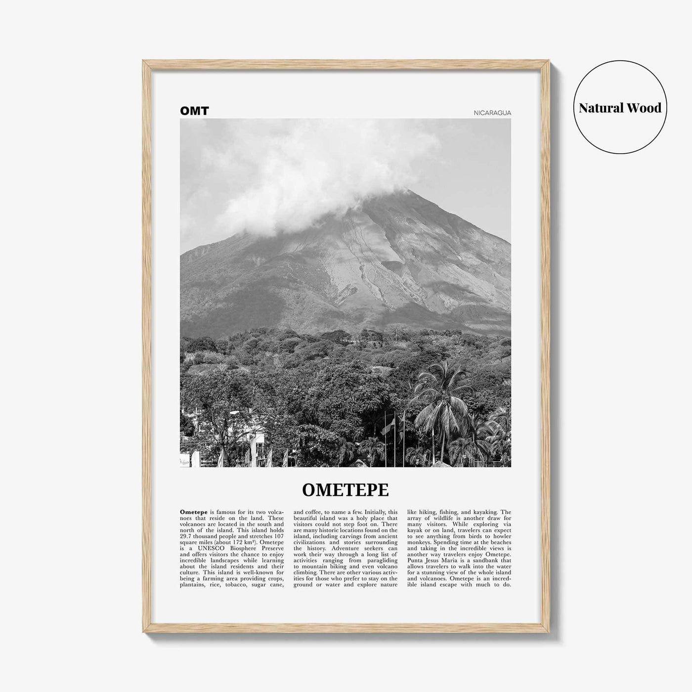 Ometepe Print Black and White, Ometepe Wall Art, Ometepe Poster, Ometepe Photo, Ometepe Wall Décor, Ometepe Map, Nicaragua
