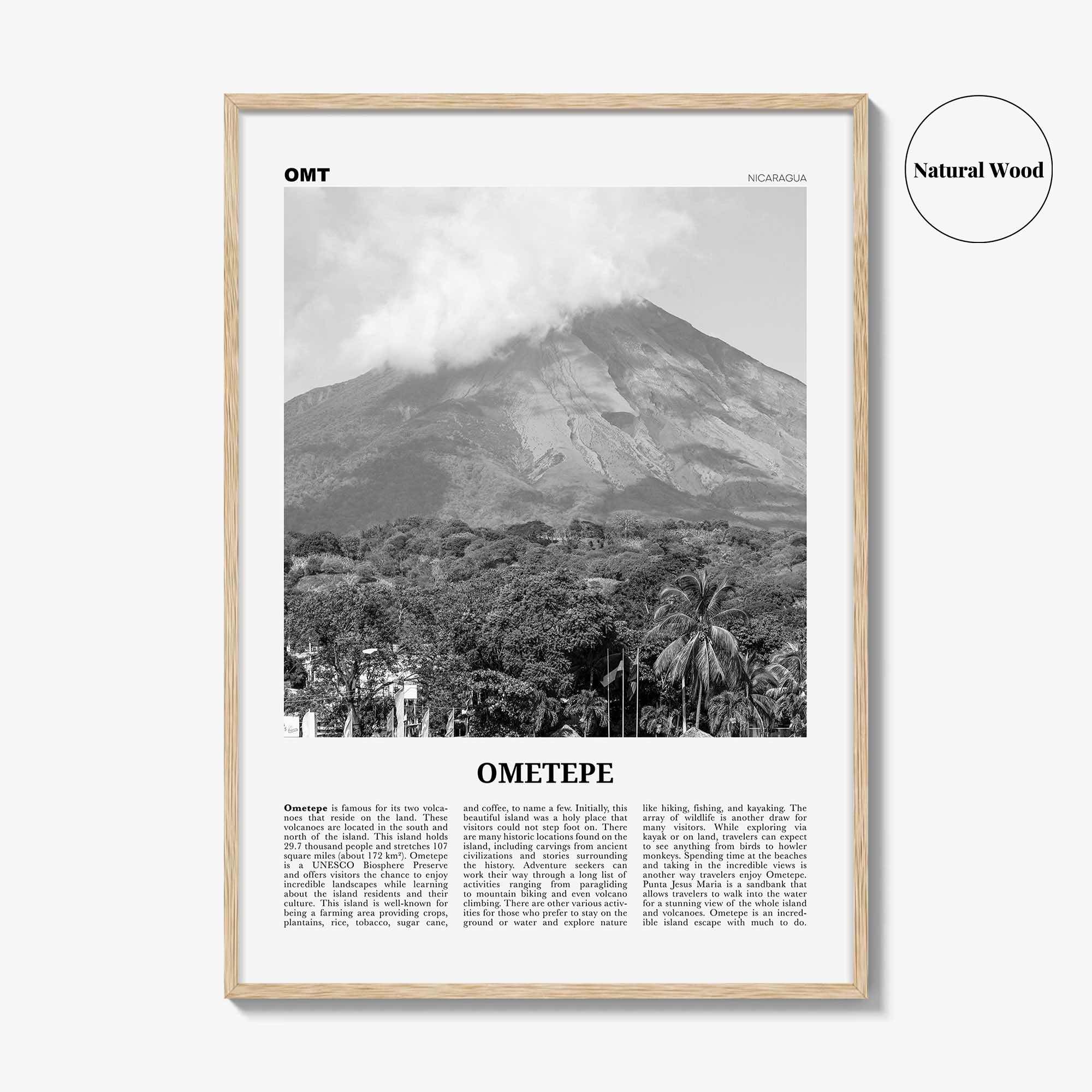 Ometepe Print Black and White, Ometepe Wall Art, Ometepe Poster, Ometepe Photo, Ometepe Wall Décor, Ometepe Map, Nicaragua