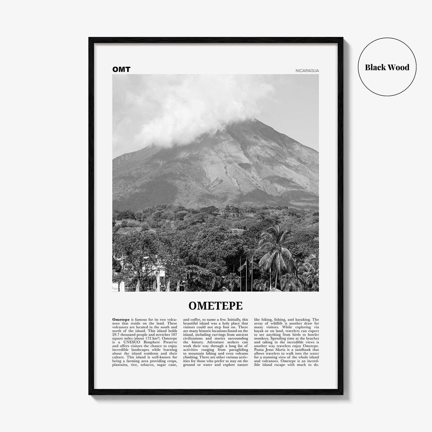 Ometepe Print Black and White, Ometepe Wall Art, Ometepe Poster, Ometepe Photo, Ometepe Wall Décor, Ometepe Map, Nicaragua