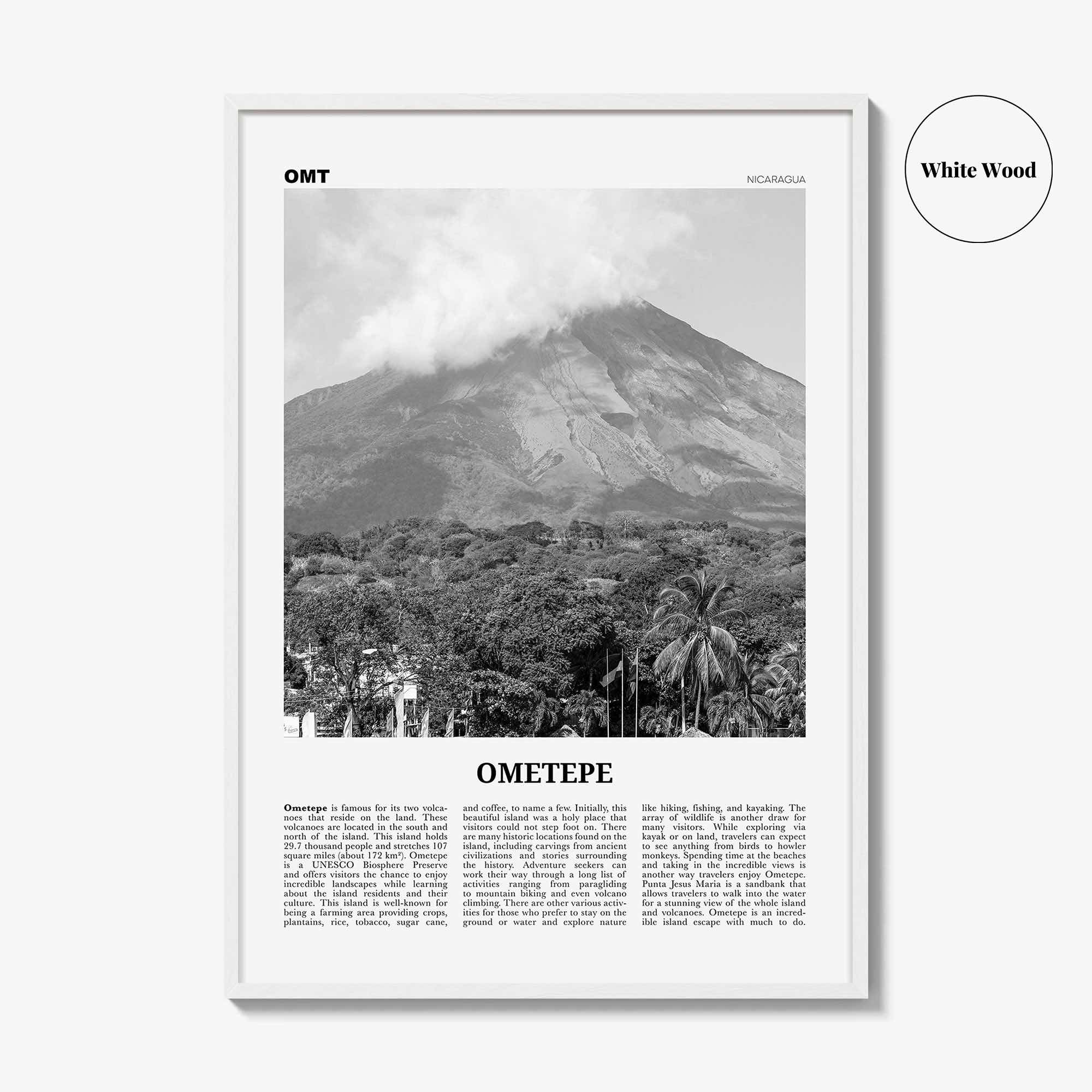 Ometepe Print Black and White, Ometepe Wall Art, Ometepe Poster, Ometepe Photo, Ometepe Wall Décor, Ometepe Map, Nicaragua