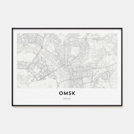 Omsk Map Landscape Poster