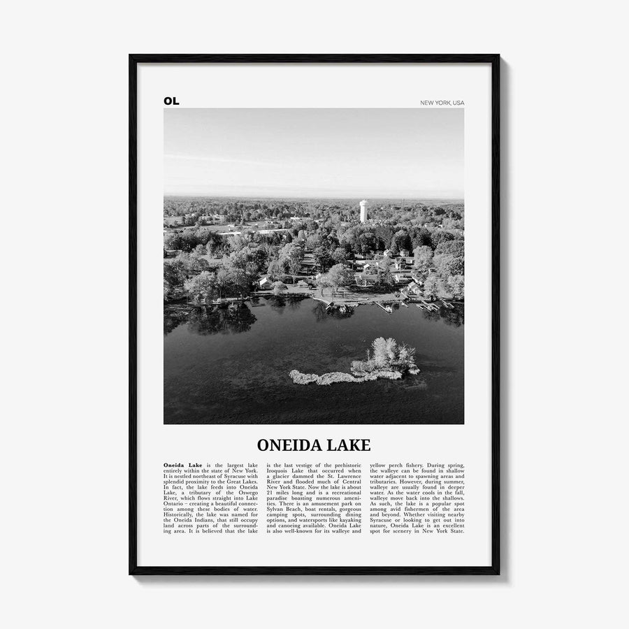 Oneida Lake Print Black and White, Oneida Lake Wall Art, Oneida Lake Poster, Oneida Lake Photo, Oneida Lake Wall Décor, Oneida Lake Map,