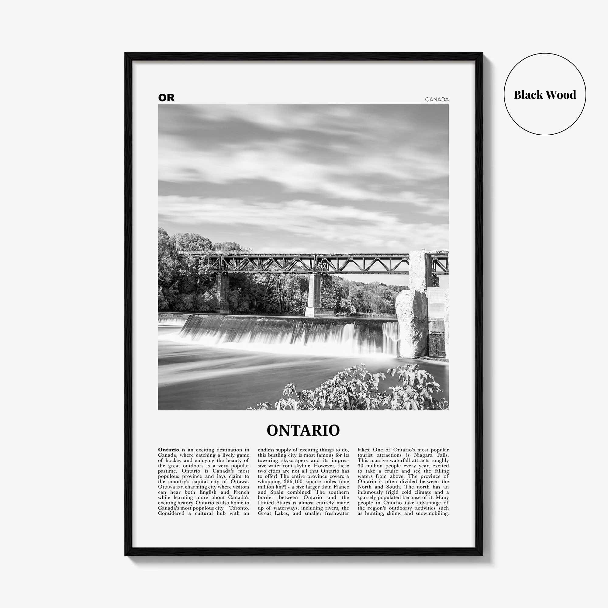 Ontario Print Black and White, Ontario Wall Art, Ontario Poster, Ontario Photo, Ontario Wall Decor, Toronto, Canada