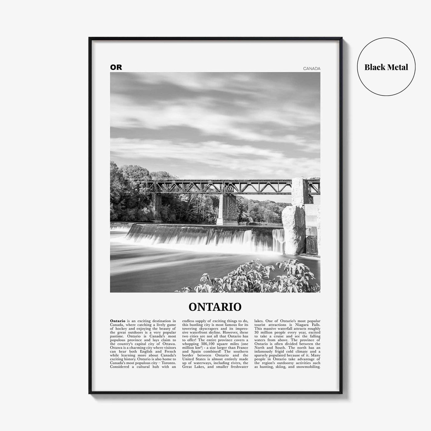 Ontario Print Black and White, Ontario Wall Art, Ontario Poster, Ontario Photo, Ontario Wall Decor, Toronto, Canada