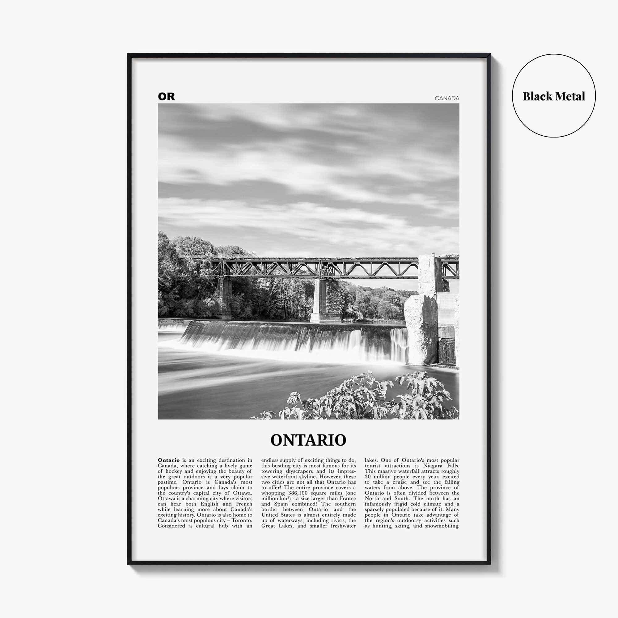 Ontario Print Black and White, Ontario Wall Art, Ontario Poster, Ontario Photo, Ontario Wall Decor, Toronto, Canada