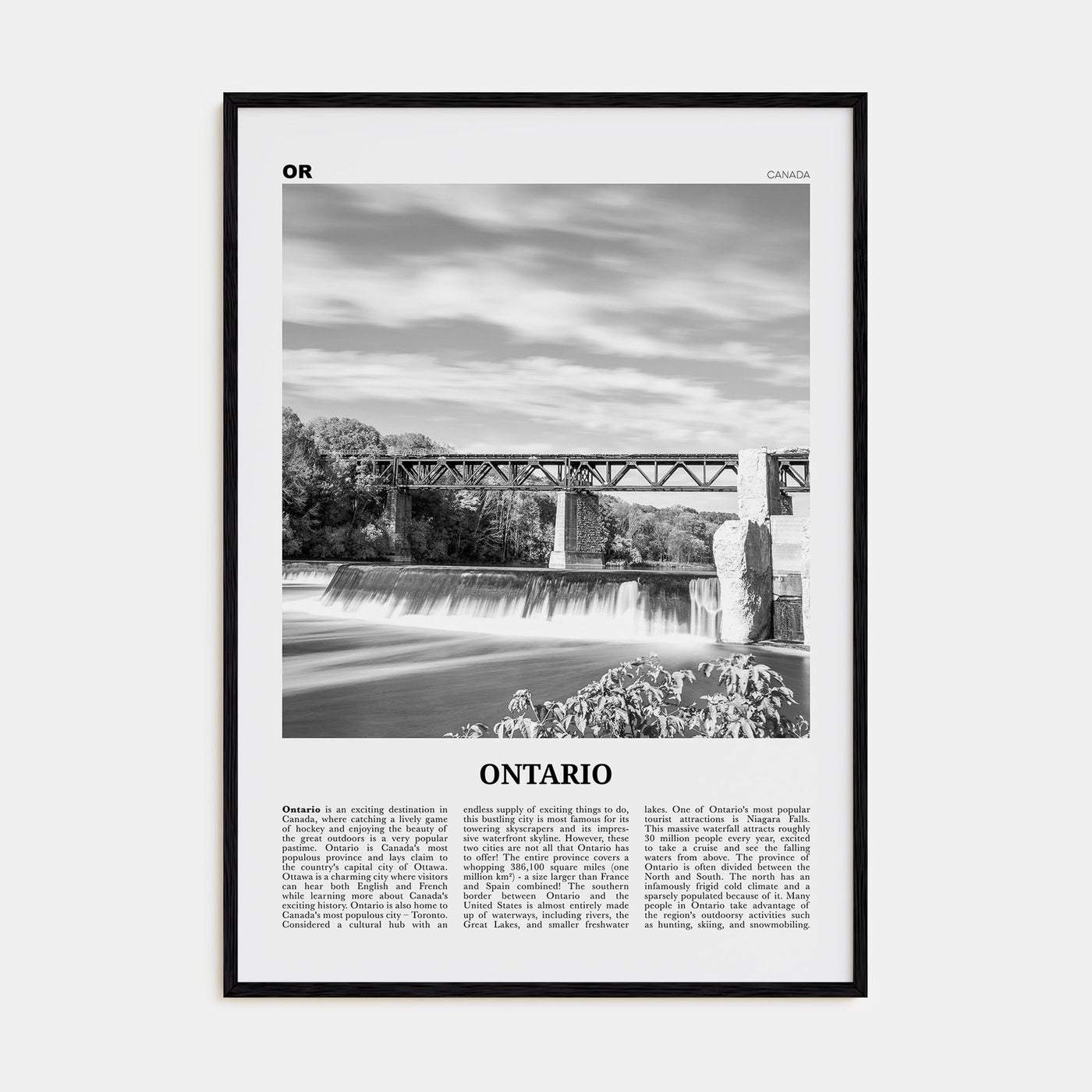 Ontario Travel B&W Poster