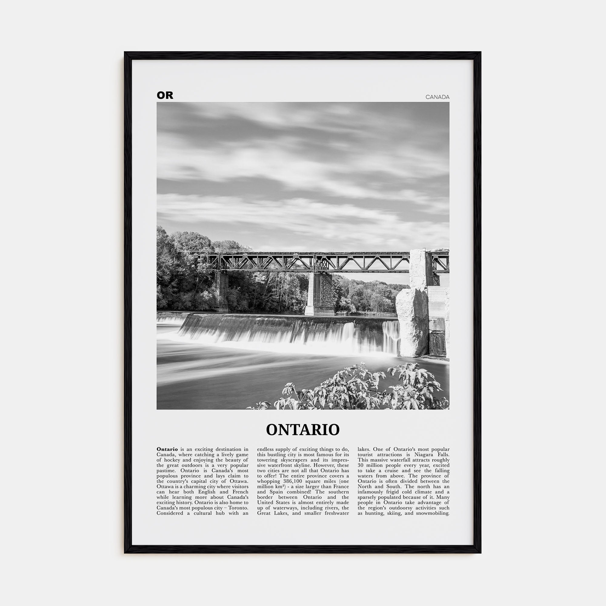 Ontario Travel B&W Poster