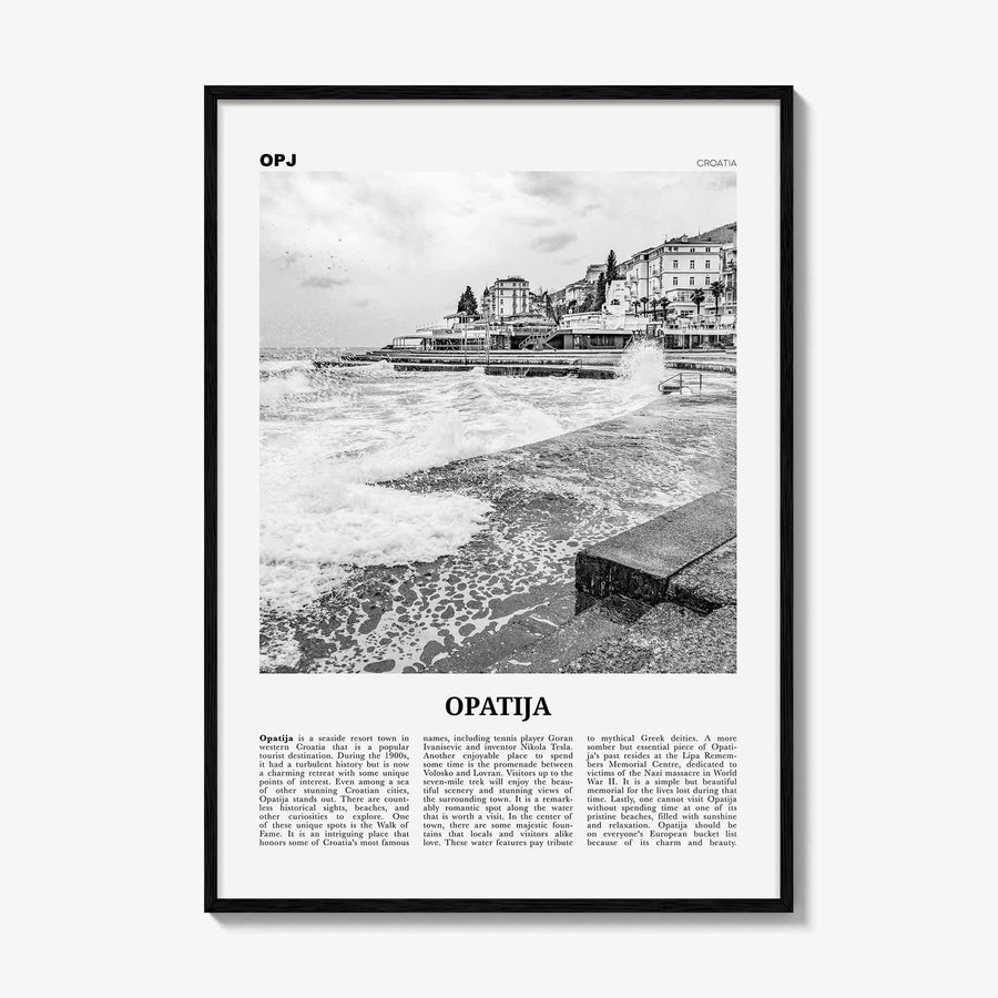 Opatija Print Black and White, Opatija Wall Art, Opatija Poster, Opatija Photo, Opatija Wall Décor, Abbazia, Sankt Jakobi, Croatia, Hrvatska