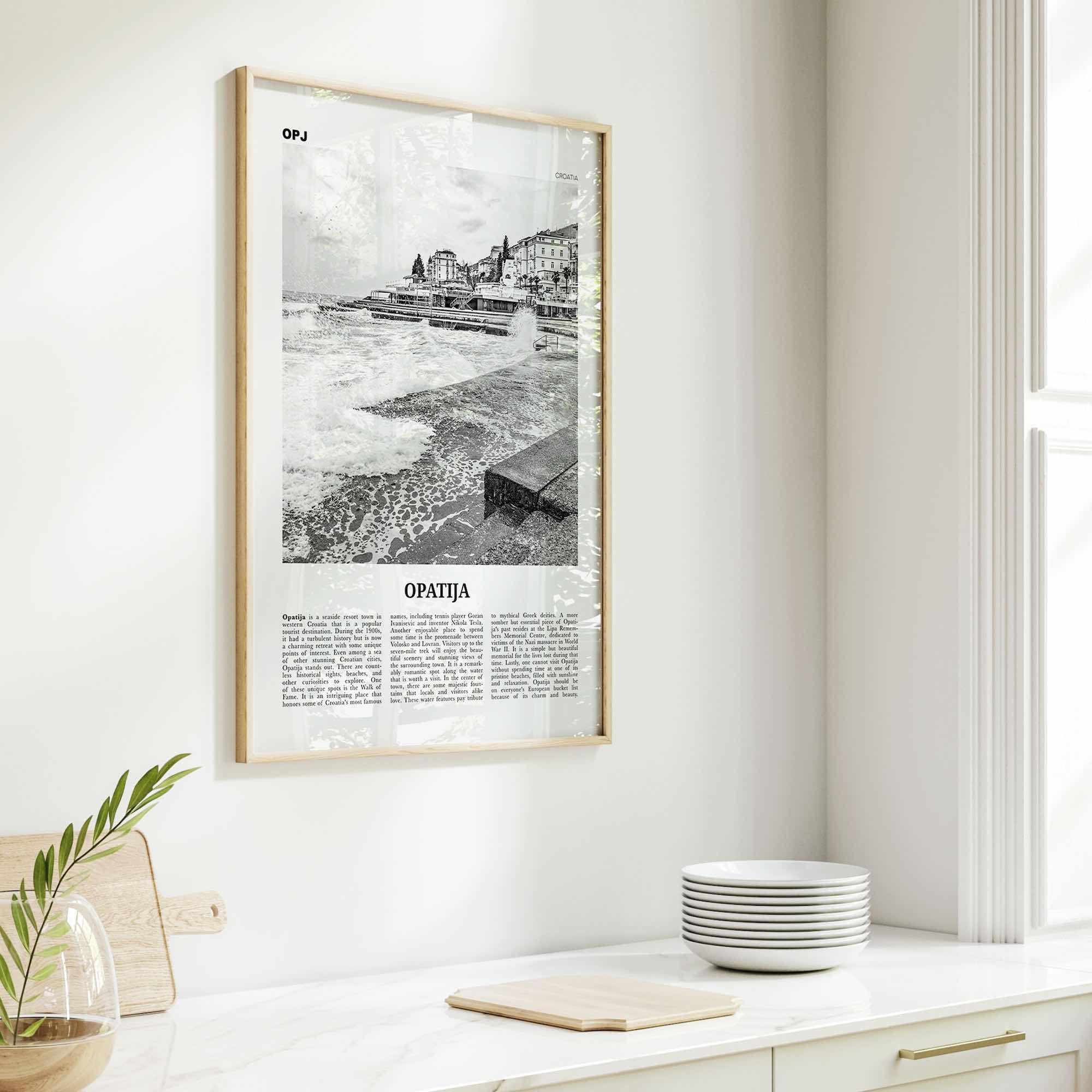 Opatija Print Black and White, Opatija Wall Art, Opatija Poster, Opatija Photo, Opatija Wall Décor, Abbazia, Sankt Jakobi, Croatia, Hrvatska