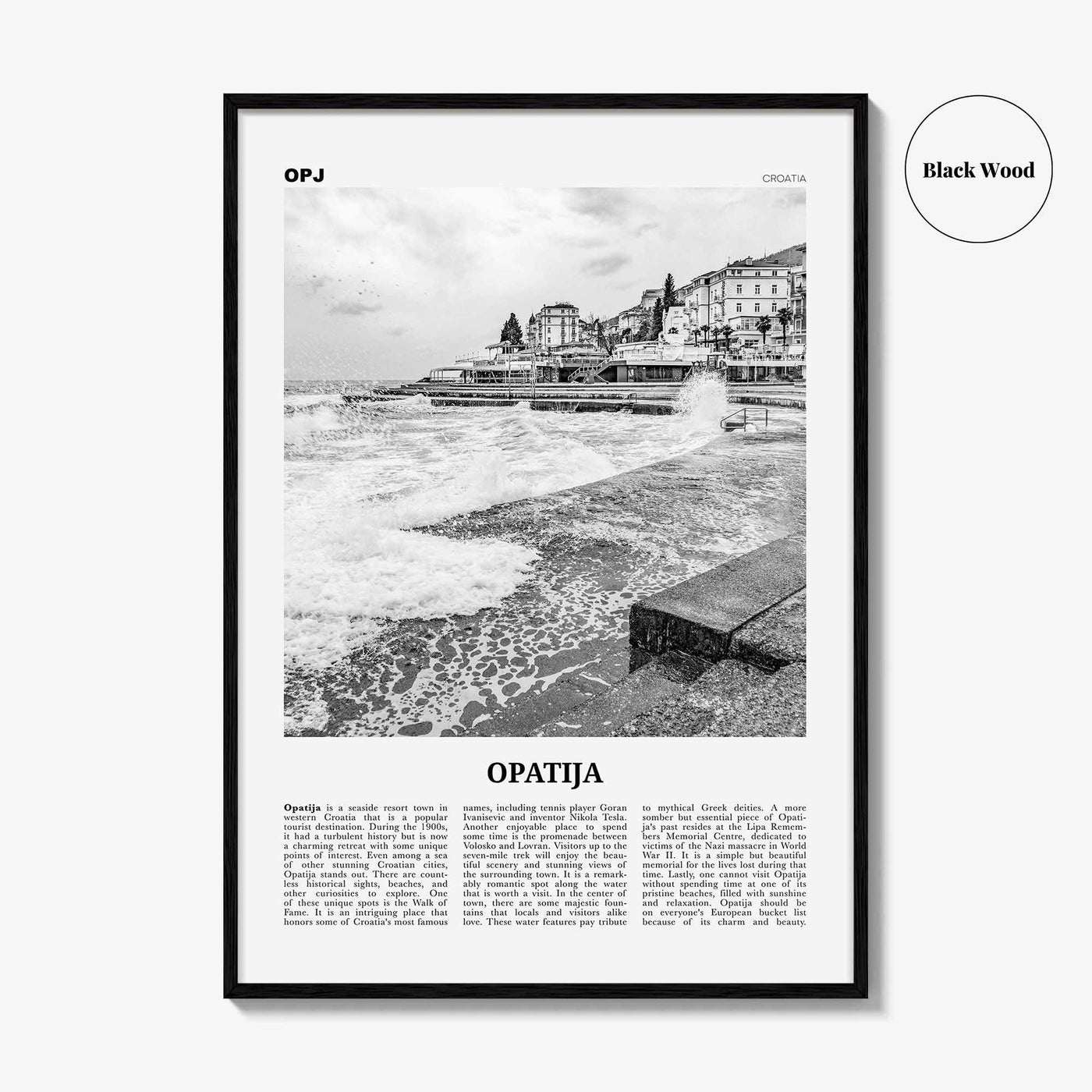 Opatija Print Black and White, Opatija Wall Art, Opatija Poster, Opatija Photo, Opatija Wall Décor, Abbazia, Sankt Jakobi, Croatia, Hrvatska